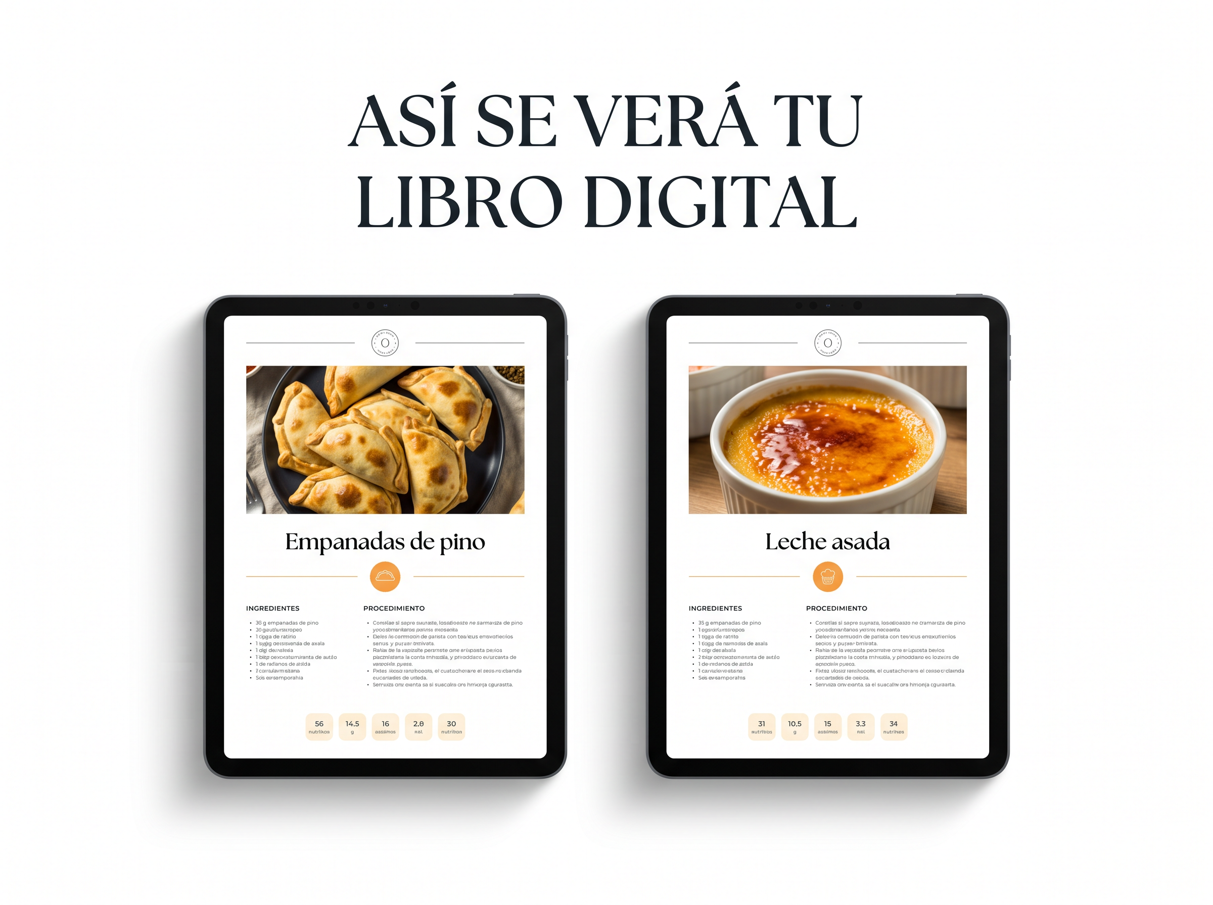 Así se verá tu libro digital: recetas con foto, ingredientes, procedimiento e información nutricional