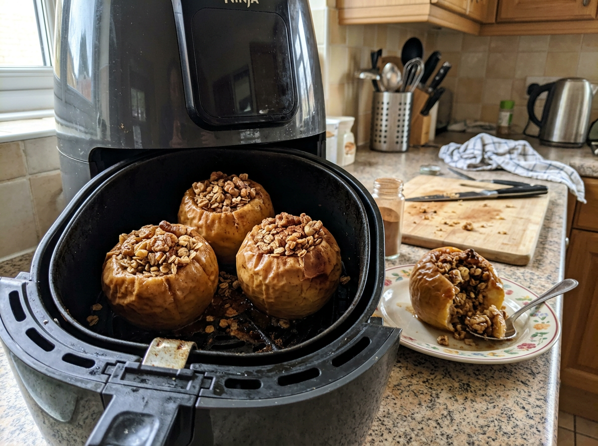 Manzanas rellenas hechas por un cliente en su freidora de aire