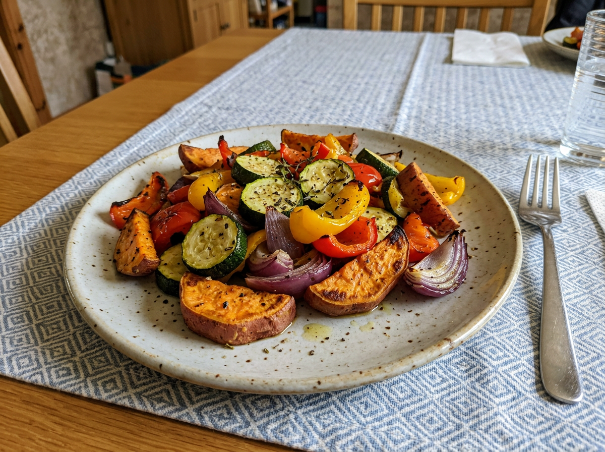 Verduras asadas hechas por una clienta en su freidora de aire