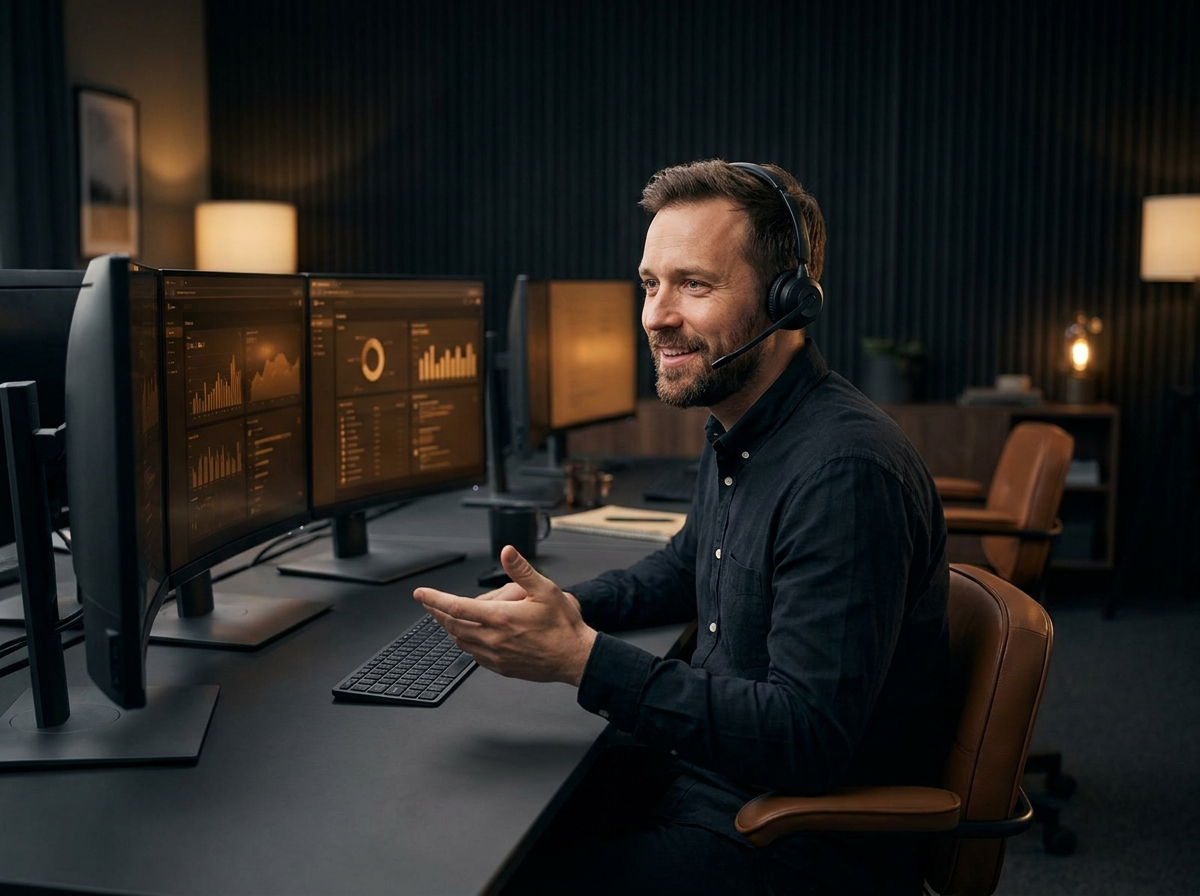 Australian business phone system support engineer on a headset at Comm Centre