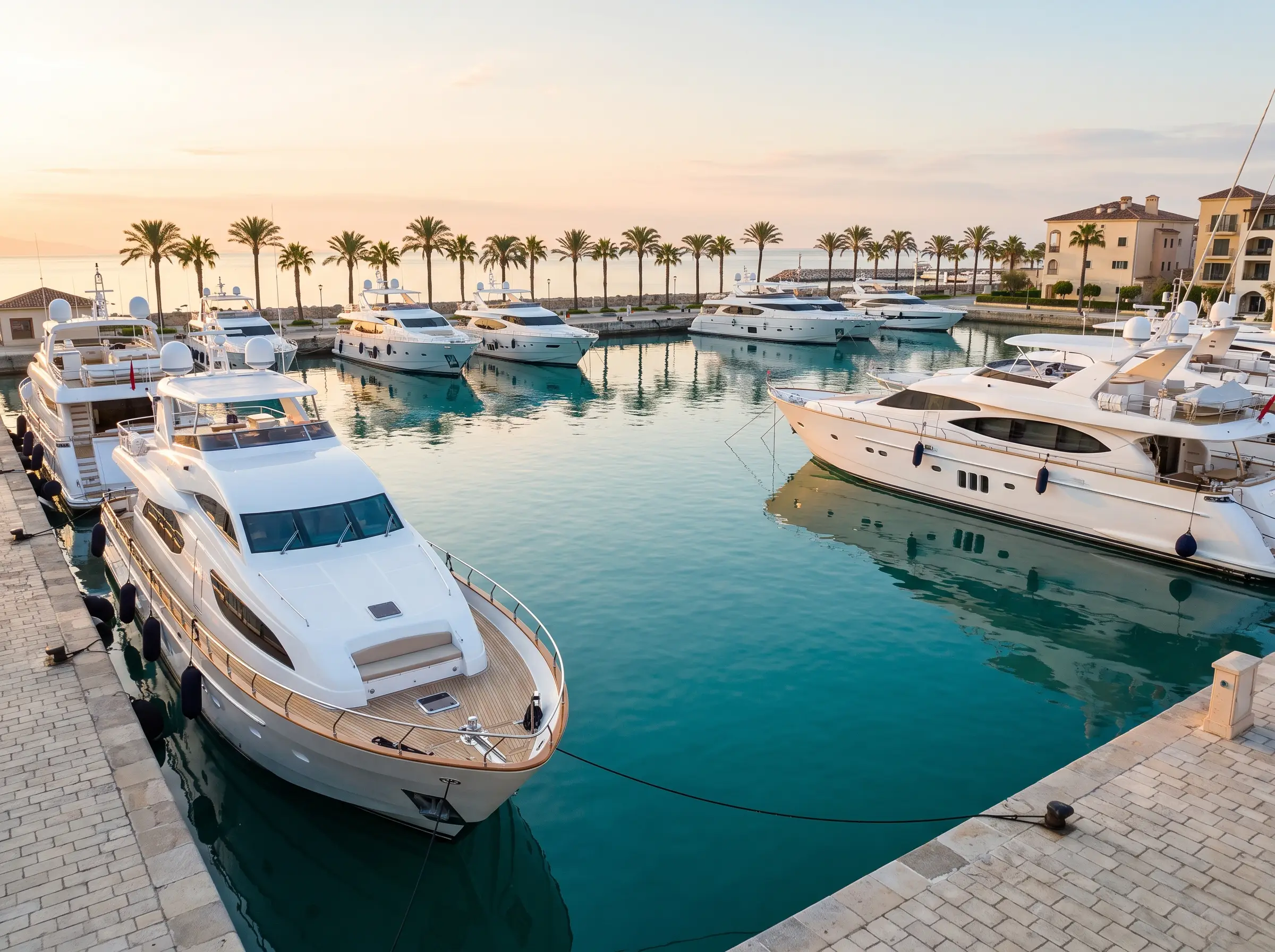 Yachts moored in a Palm Beach marina