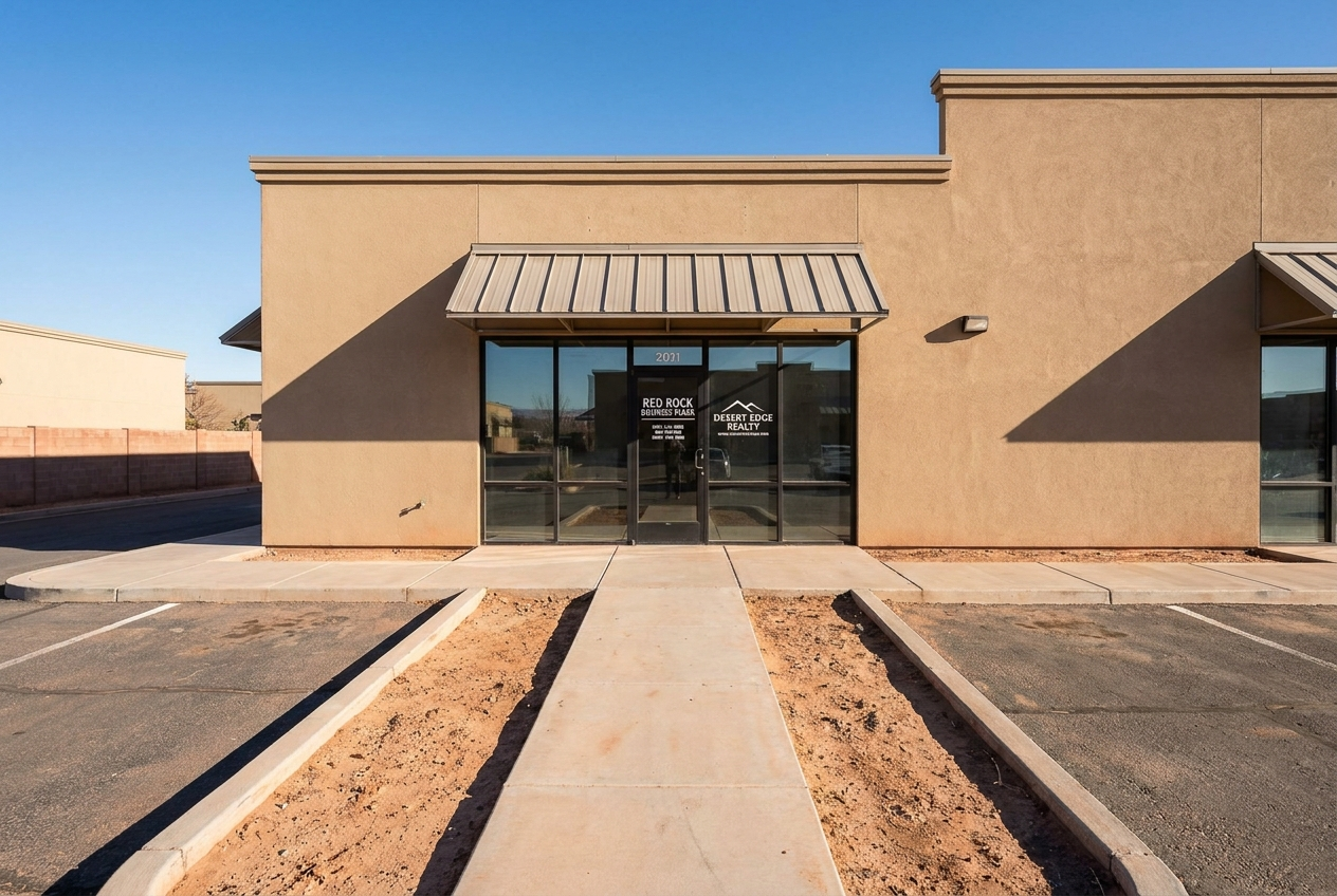 Commercial frontage — low-water beds — bare, as photographed