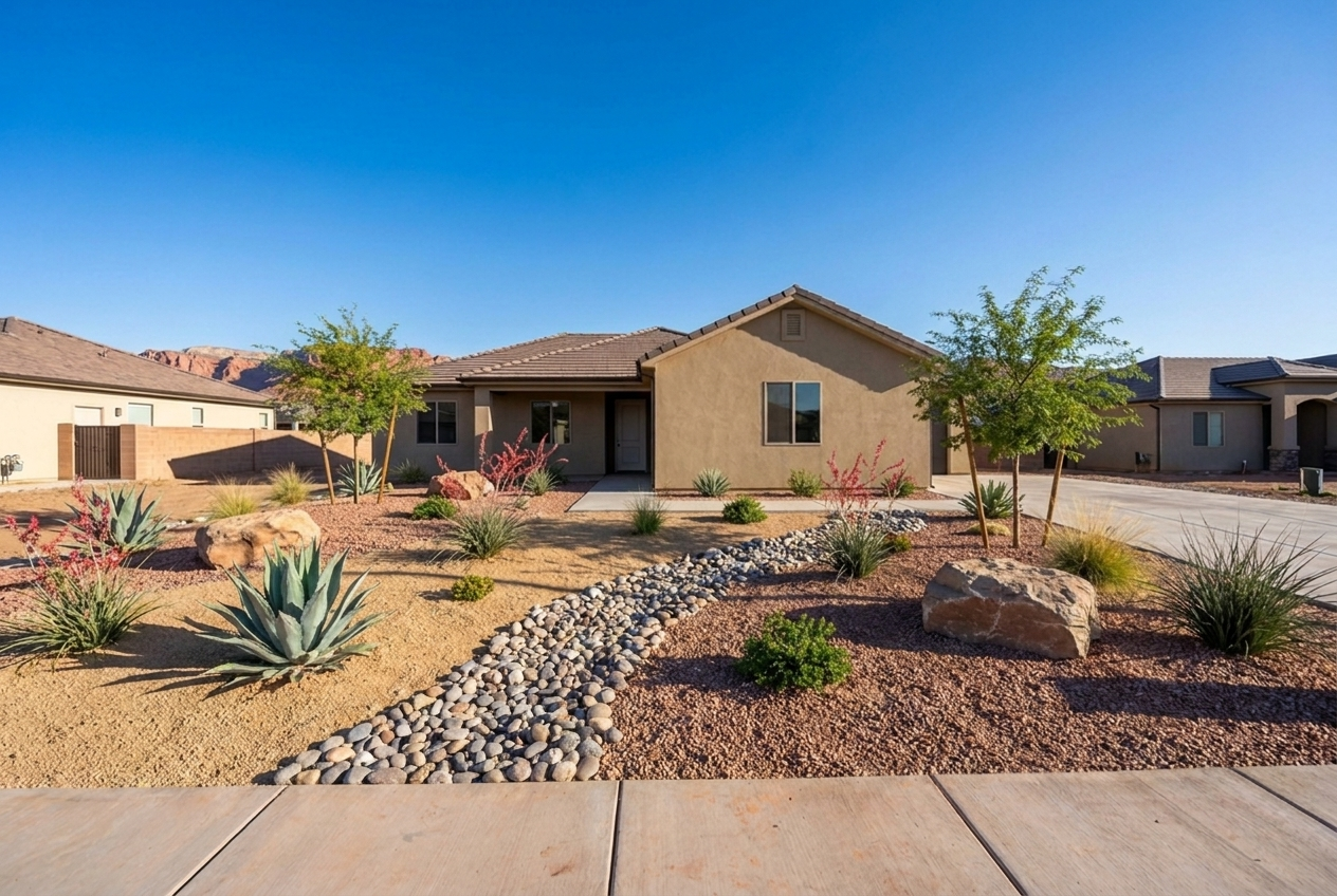 Front yard — desert xeriscape — designed