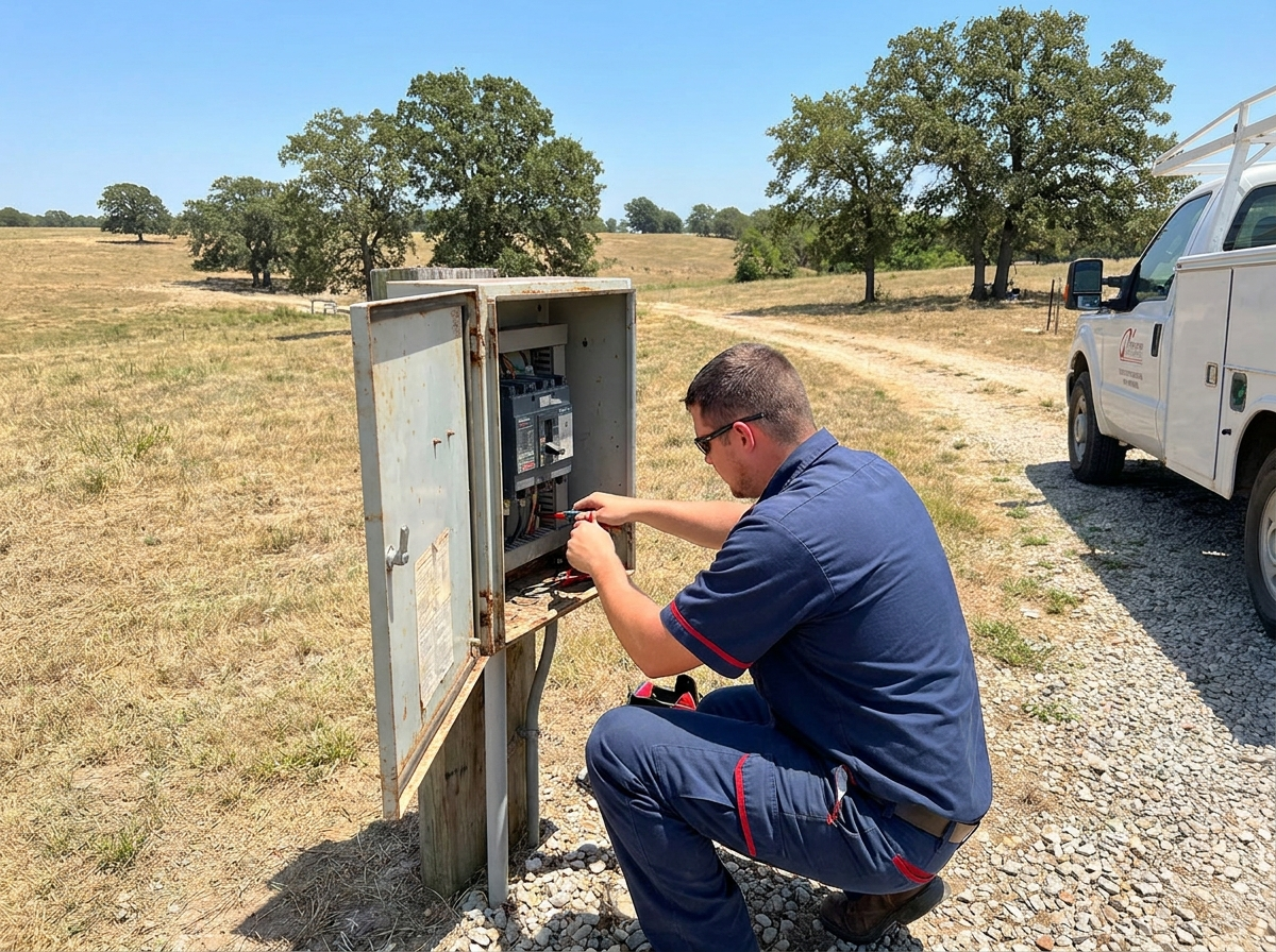 Septic technician servicing aerobic system near Callisburg Texas