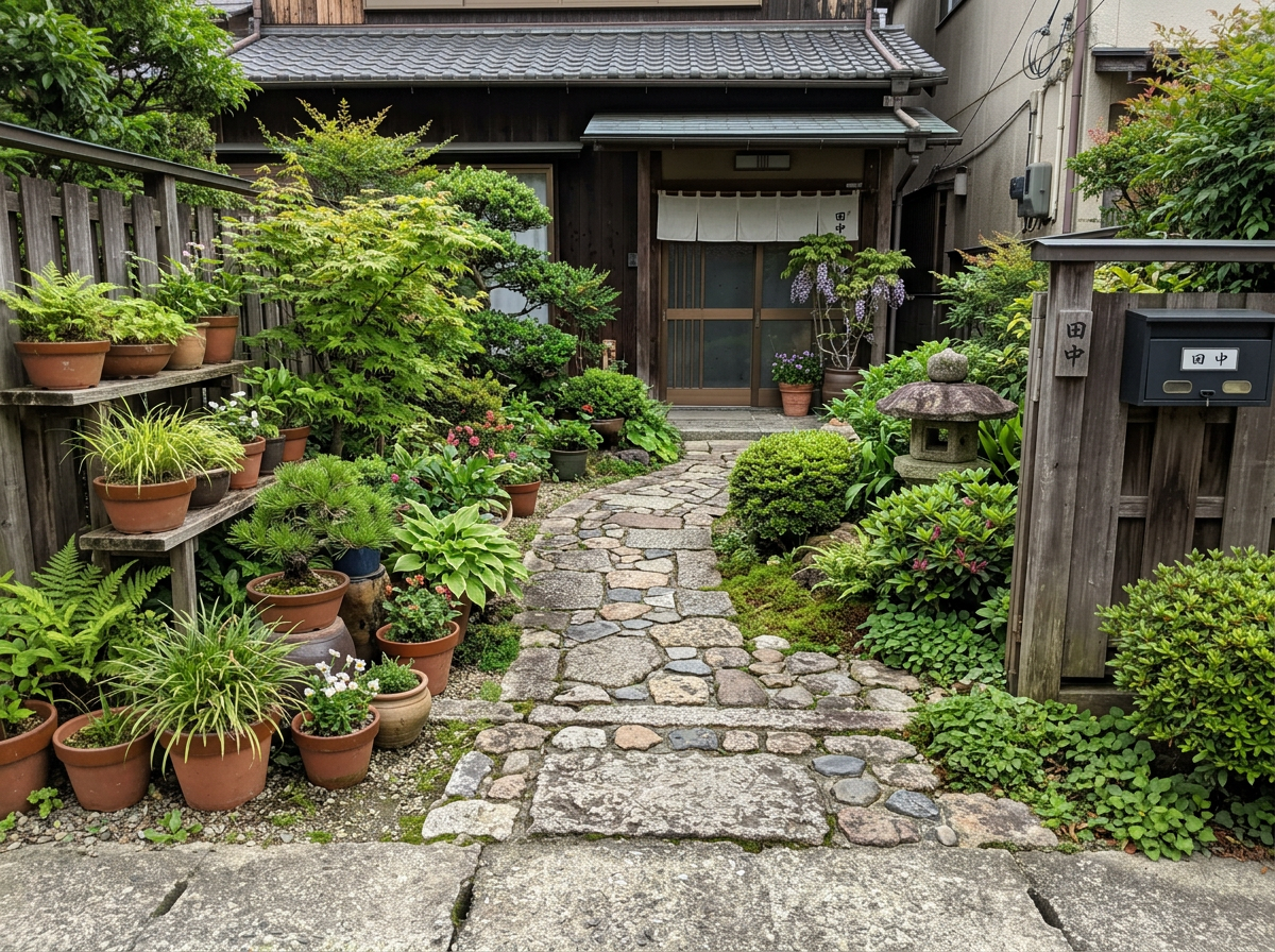 東京都23区 石張りの玄関アプローチ