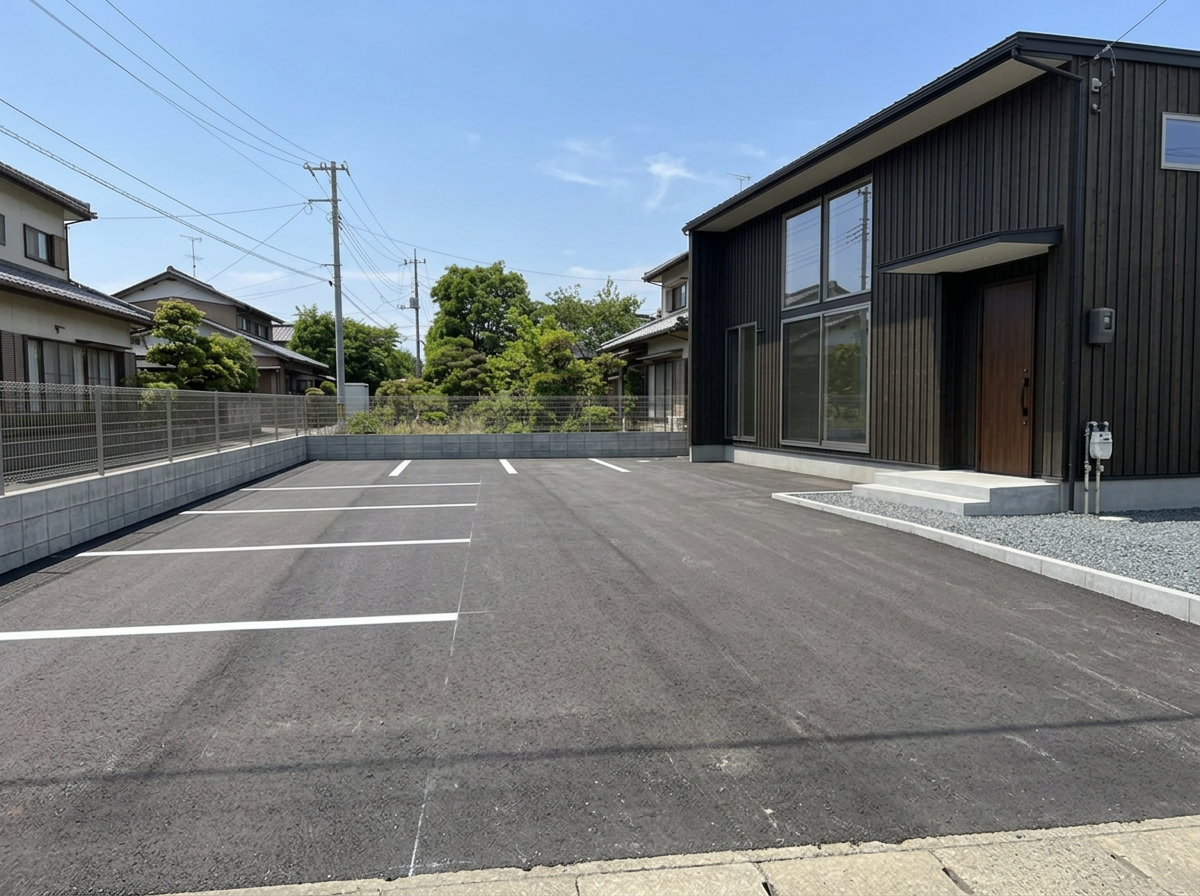 施工後：舗装された駐車場
