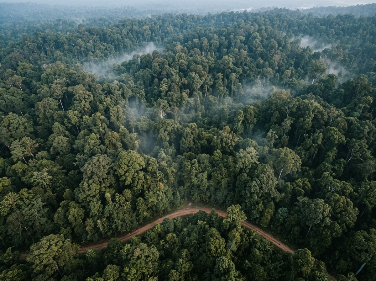 Aerial view of intact rainforest canopy