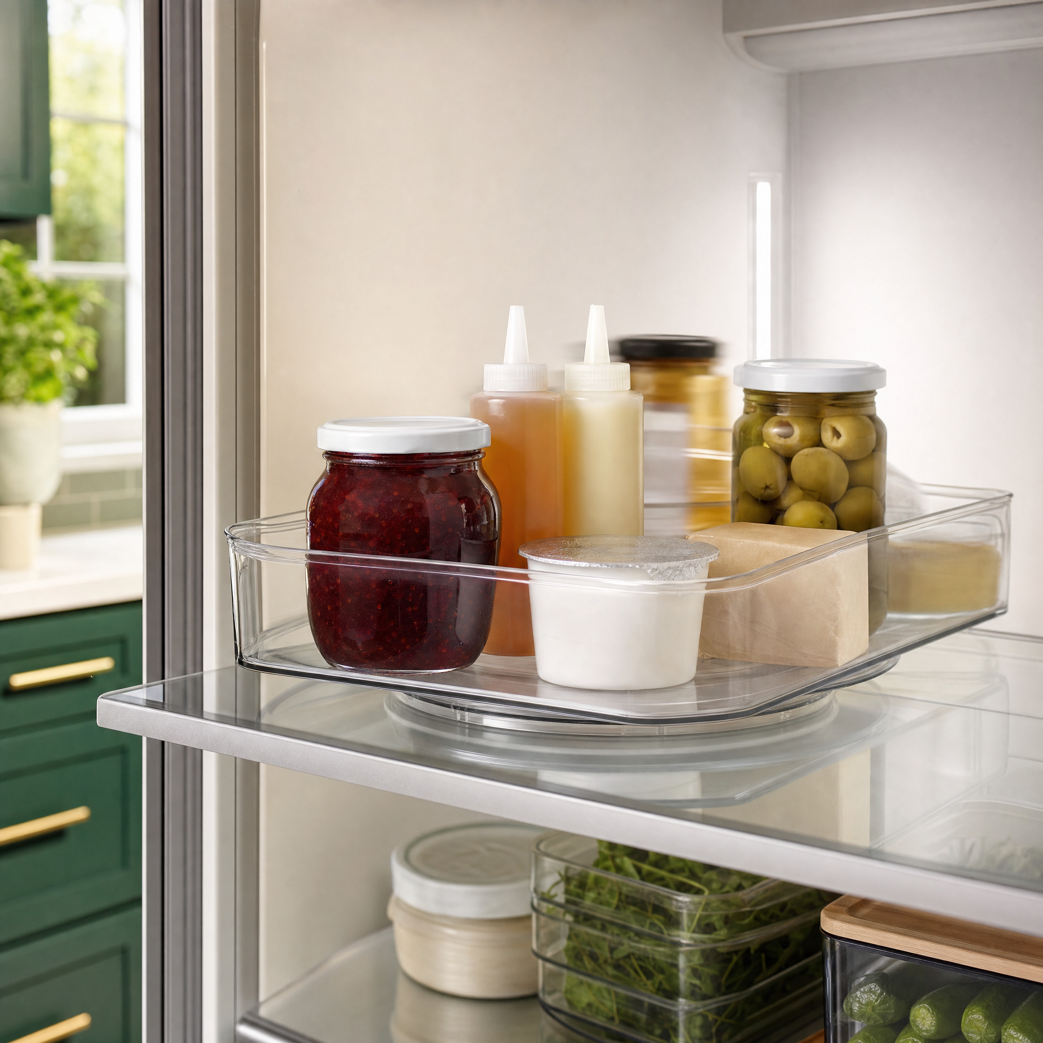 Rectangular Lazy Susan Fridge Organizer