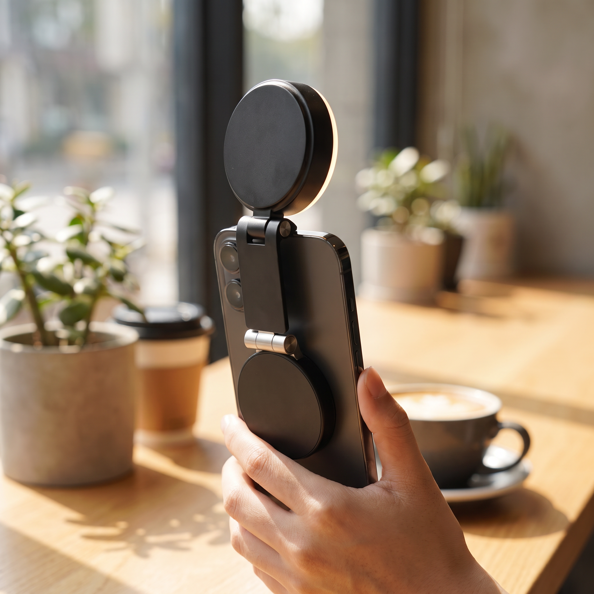 Magnetic Clip-On Phone Selfie Fill Light -- in use
