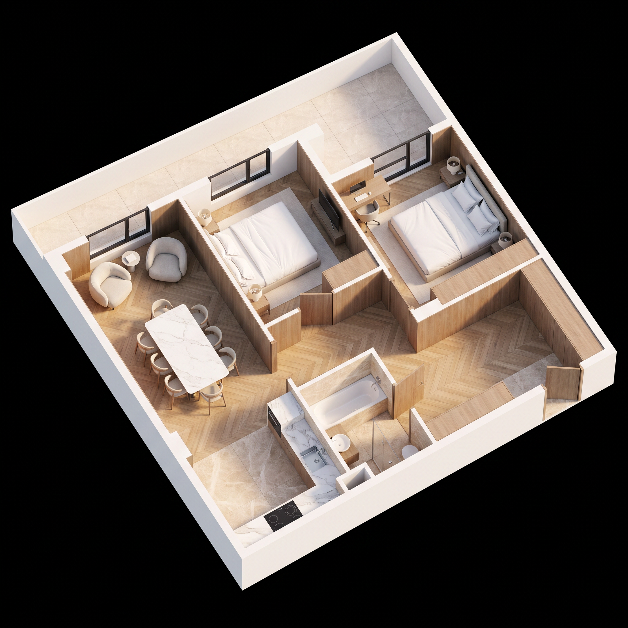 75.2 m² — izometrik kesim