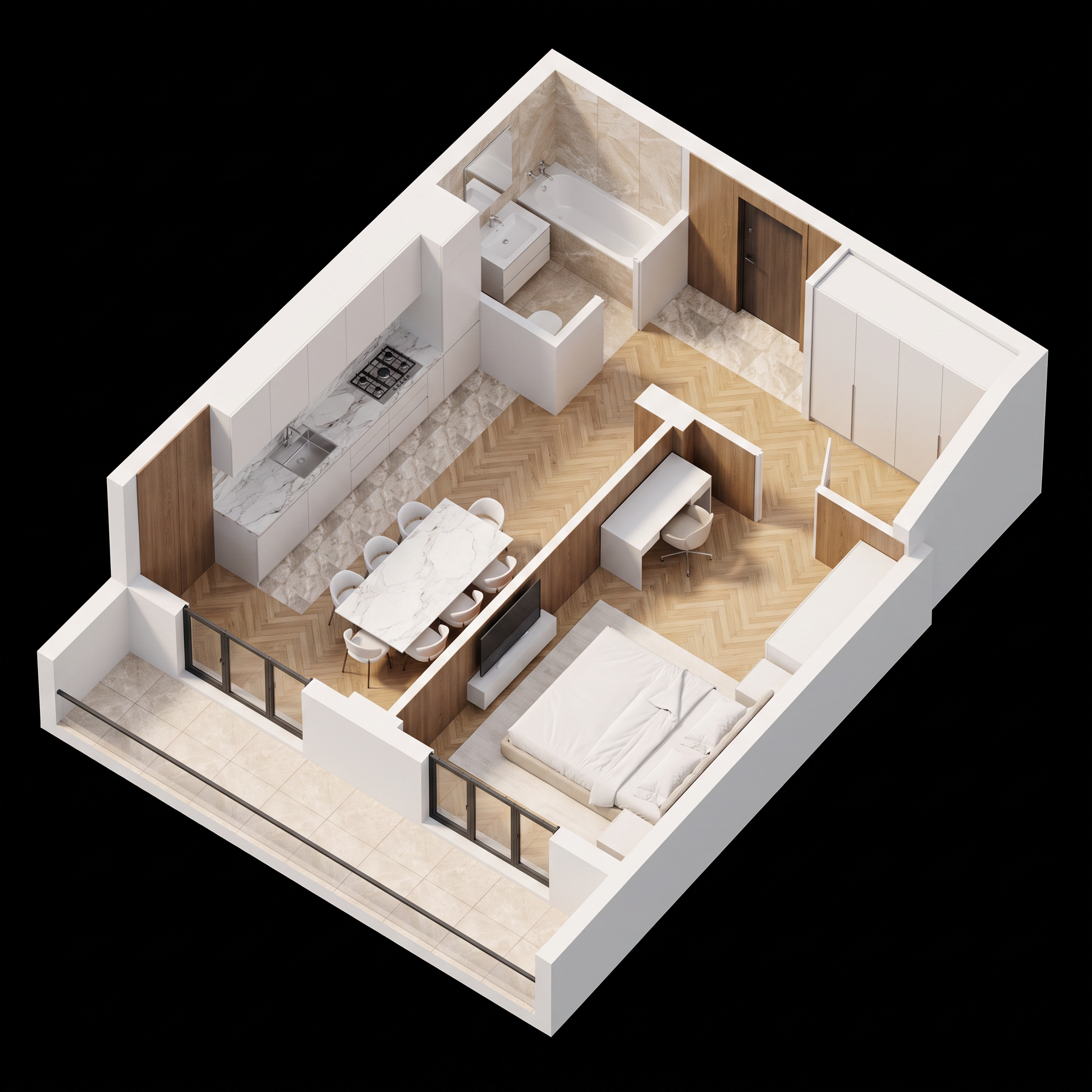 48.5 m² — izometrik kesim