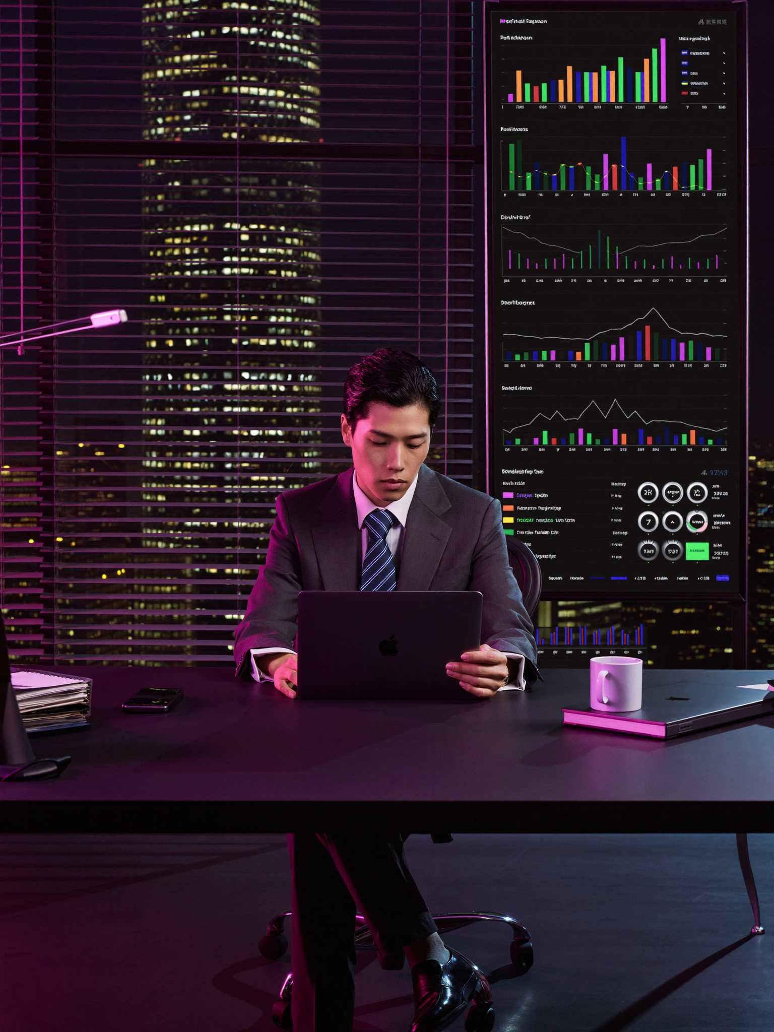 Marketing strategist reviewing growth charts