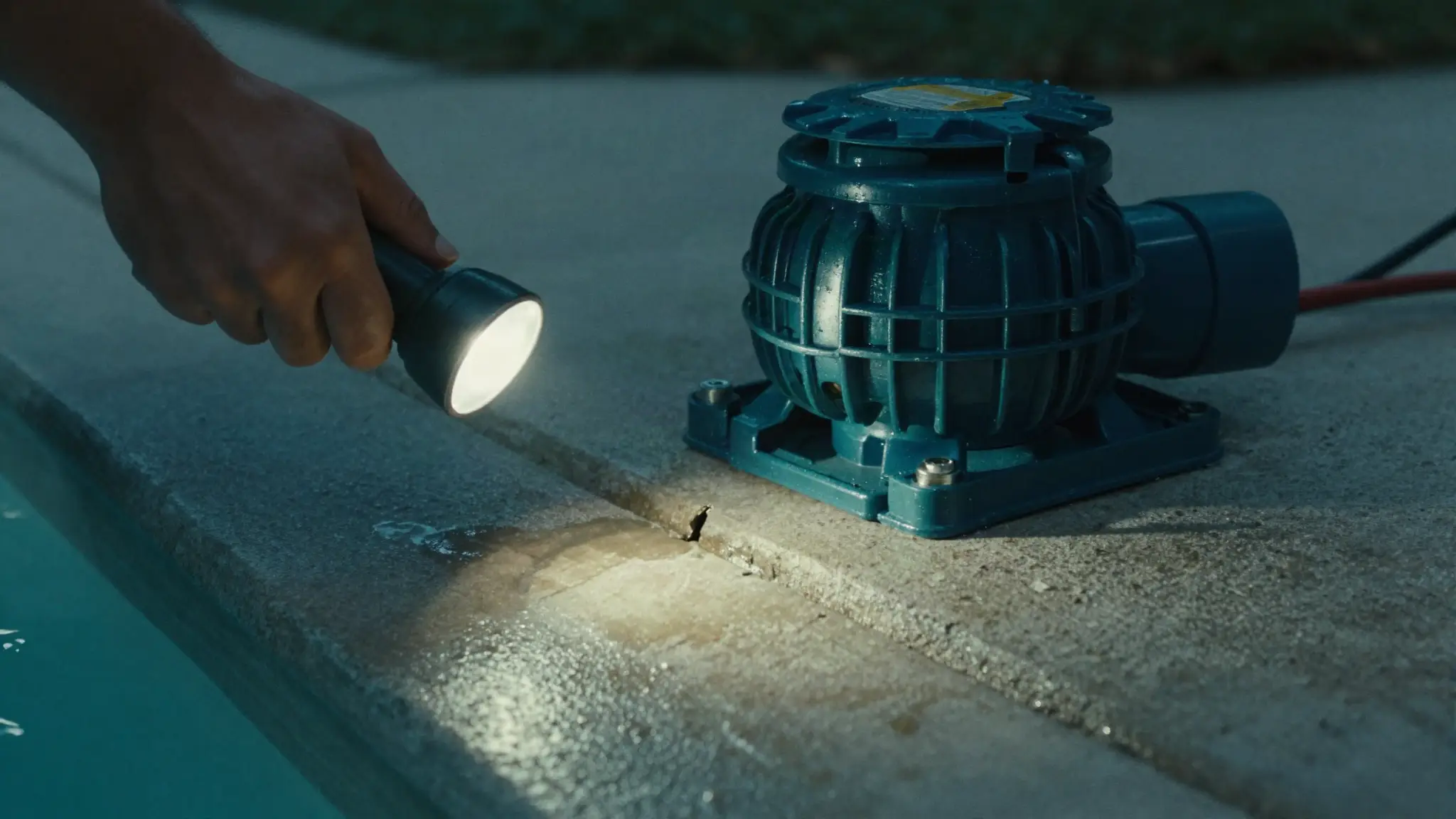 checking a pool pump for leaks during DIY pool leak testing