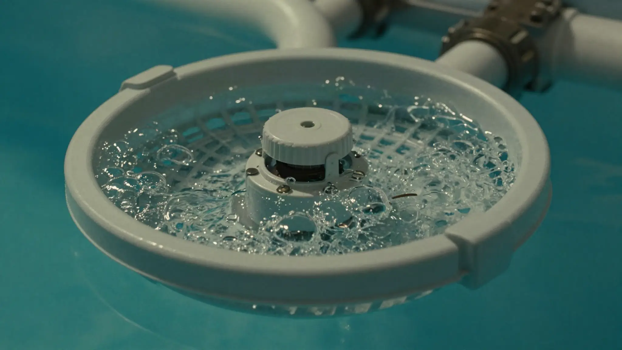 air bubbles in the pool pump basket indicating a suction-side air leak
