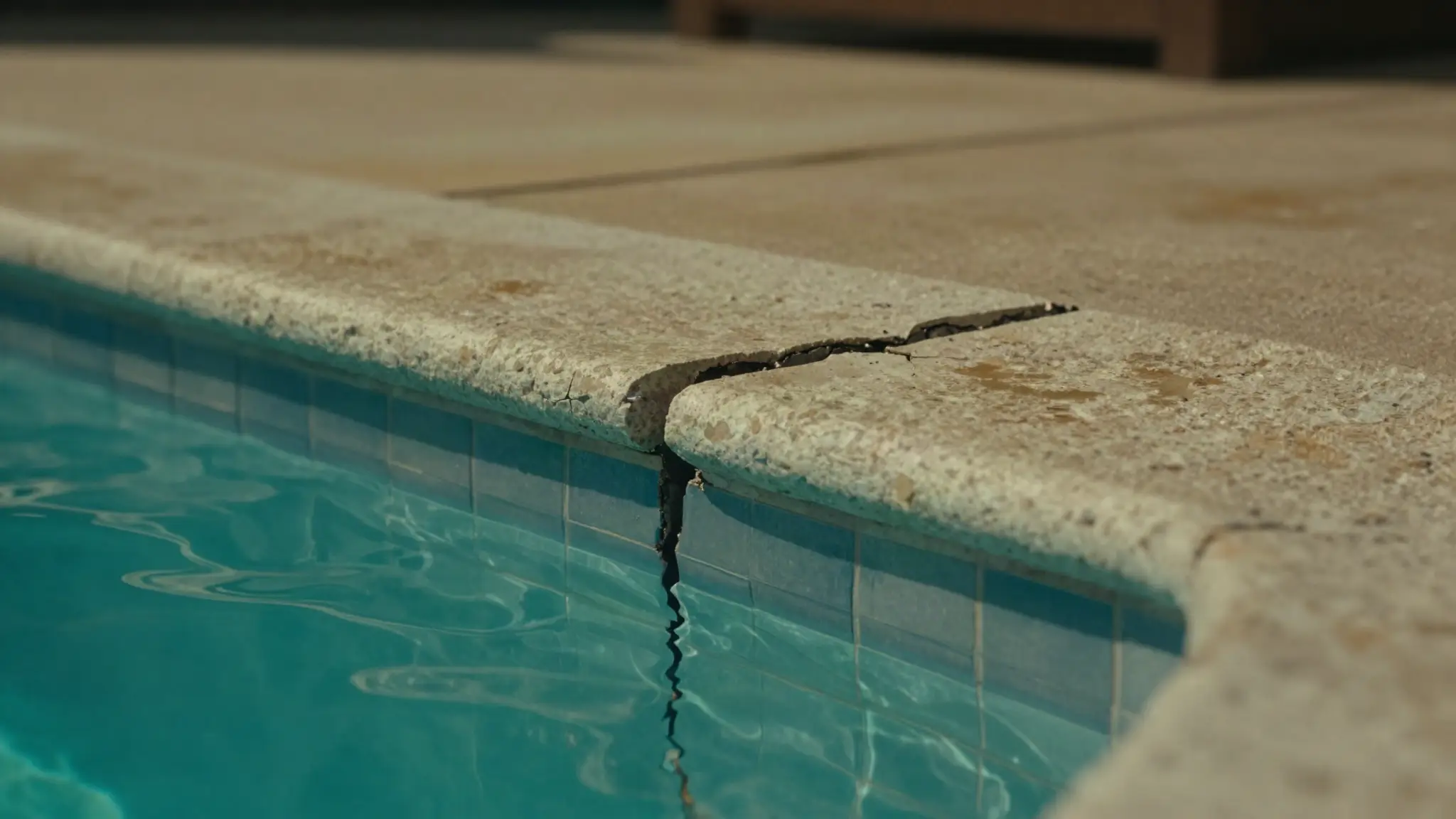 cracked pool coping separating along the pool edge