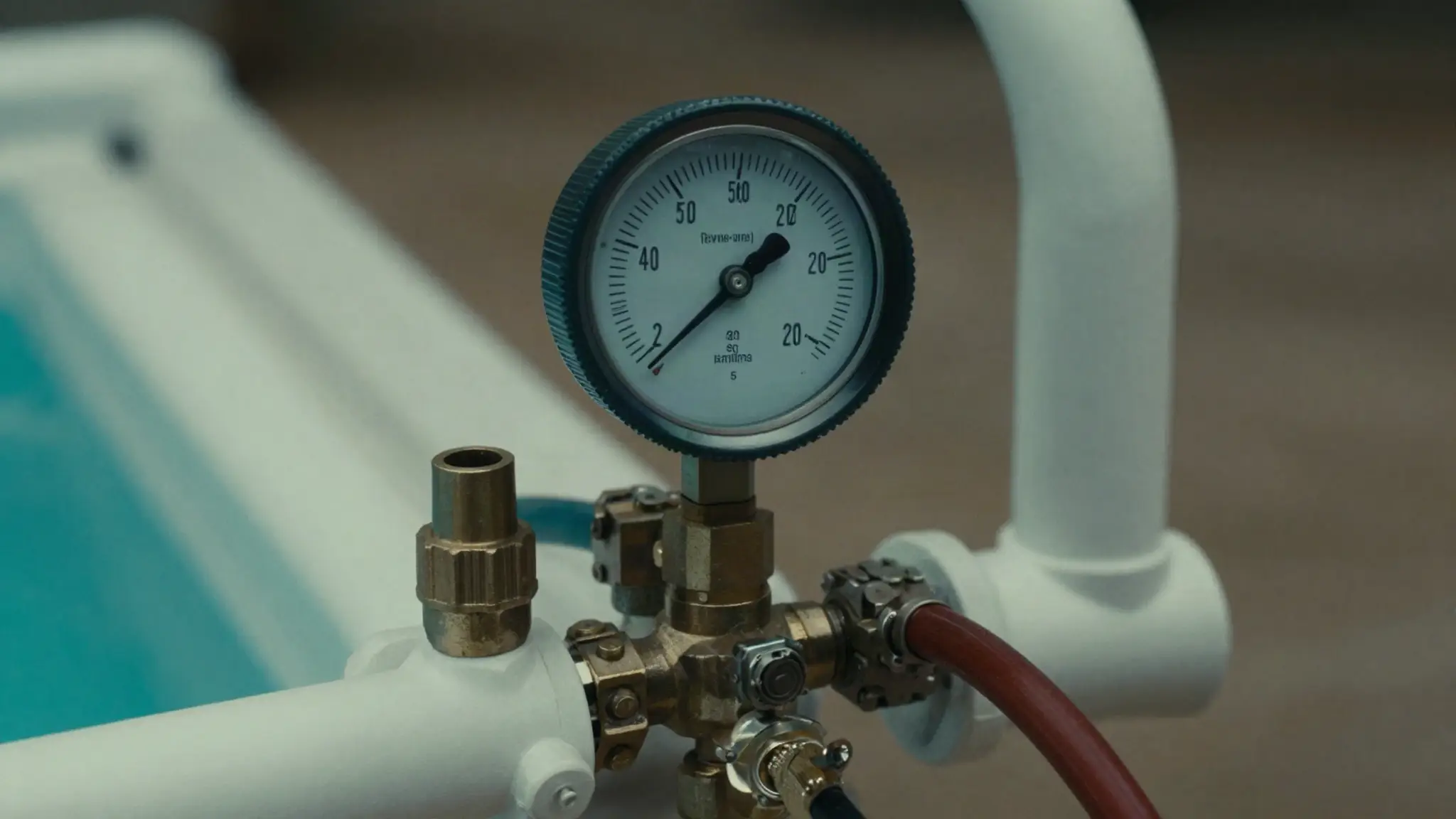 pressure testing pool plumbing lines during a professional leak inspection