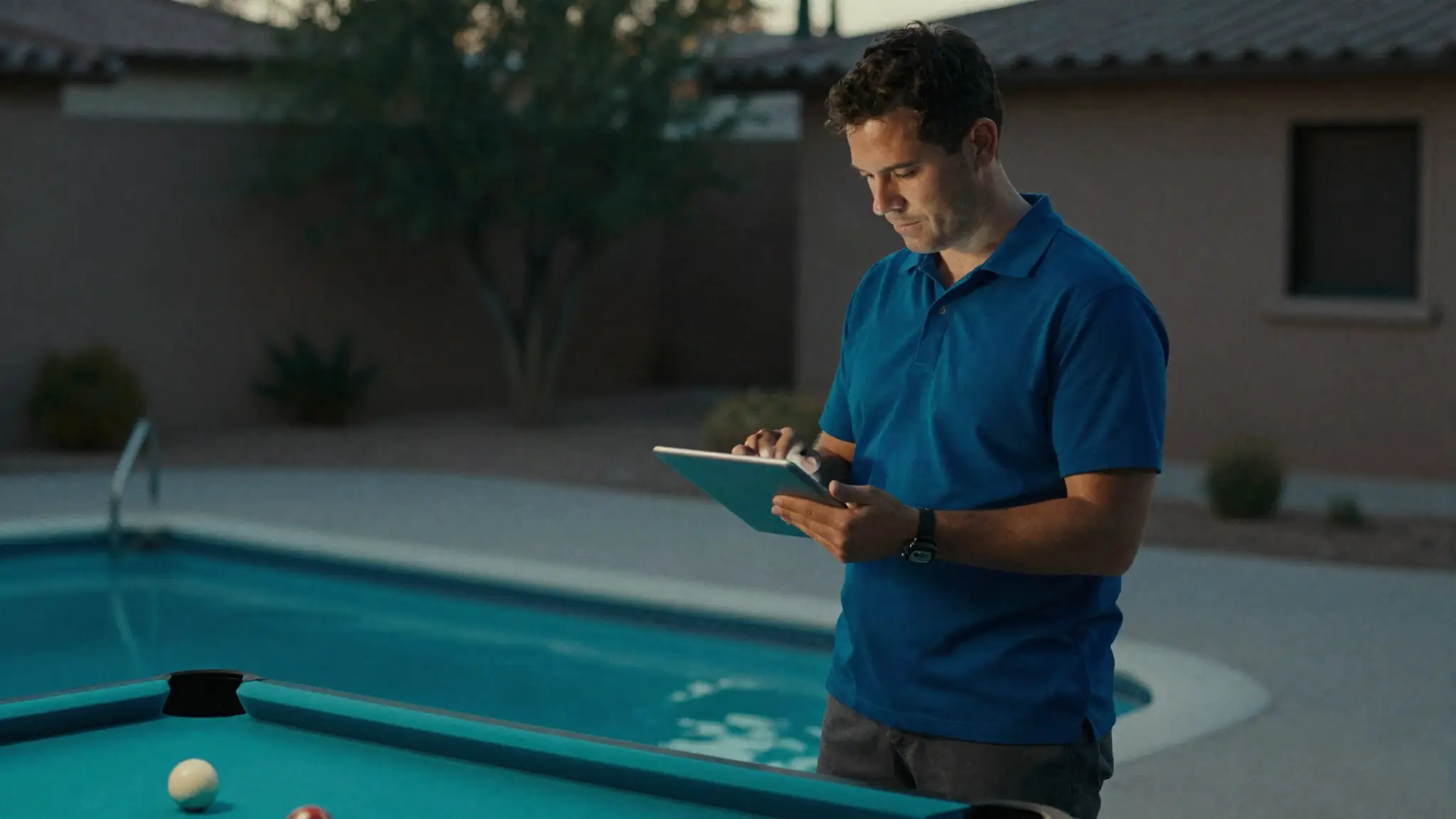 a trusted local pool leak detection specialist explaining findings at a pool