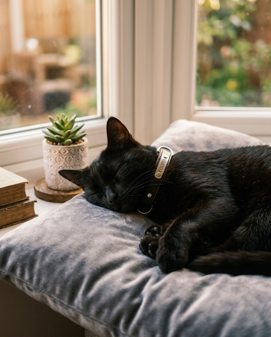 Cooper wearing a Sutton & Hide collar