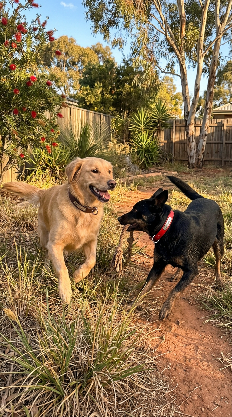 Bella & Luna wearing a Sutton & Hide collar