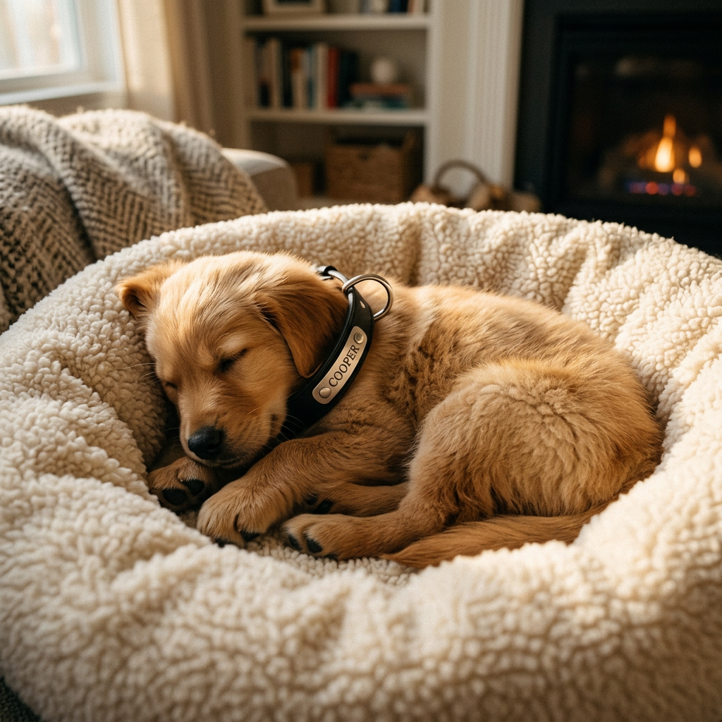 Cooper wearing a Sutton & Hide collar