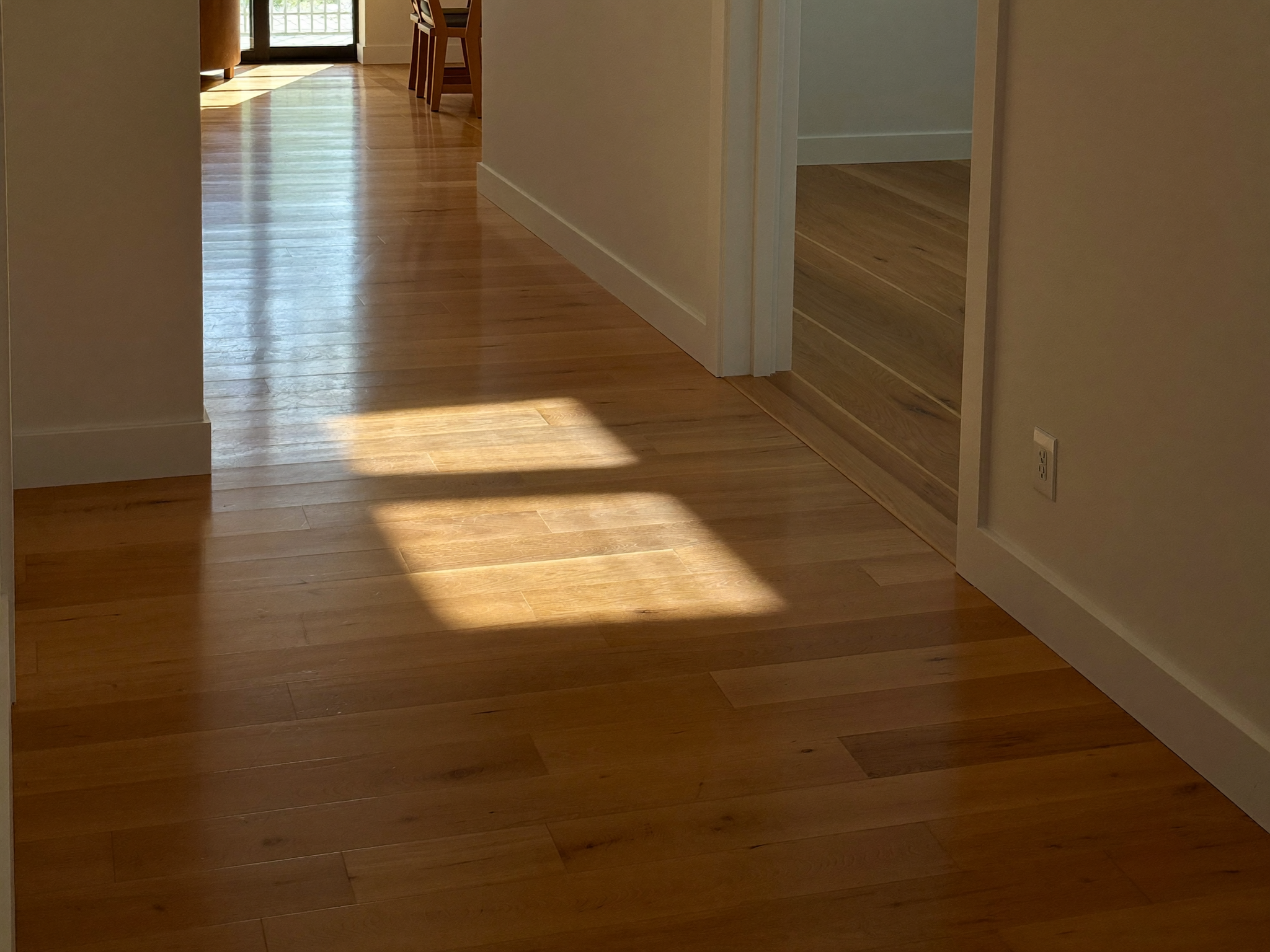 Gleaming freshly mopped hardwood floors