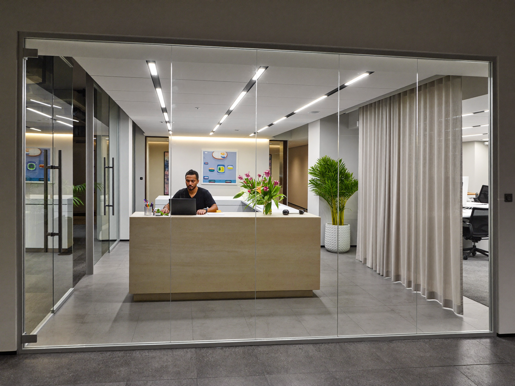 Clean modern office reception area