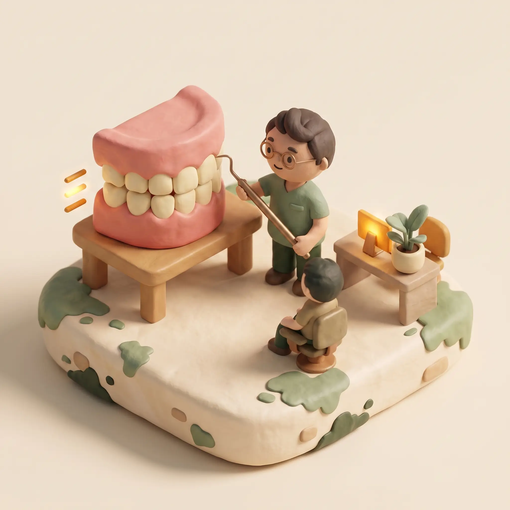Assessment — miniature diorama of Dr Darrell's routine Assessment — miniature diorama of Dr Darrell's routine