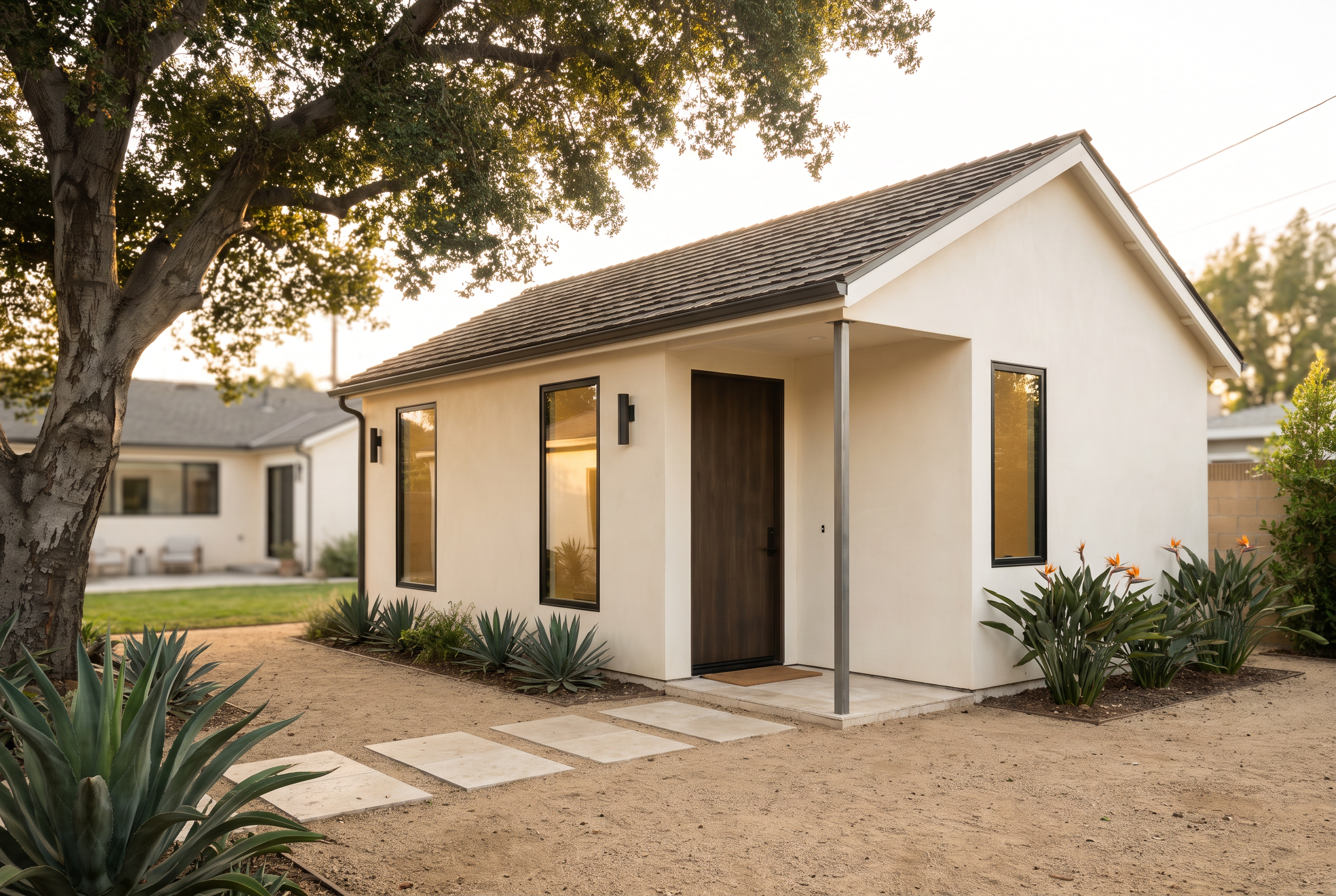 Detached 800 square foot ADU in a San Fernando Valley backyard