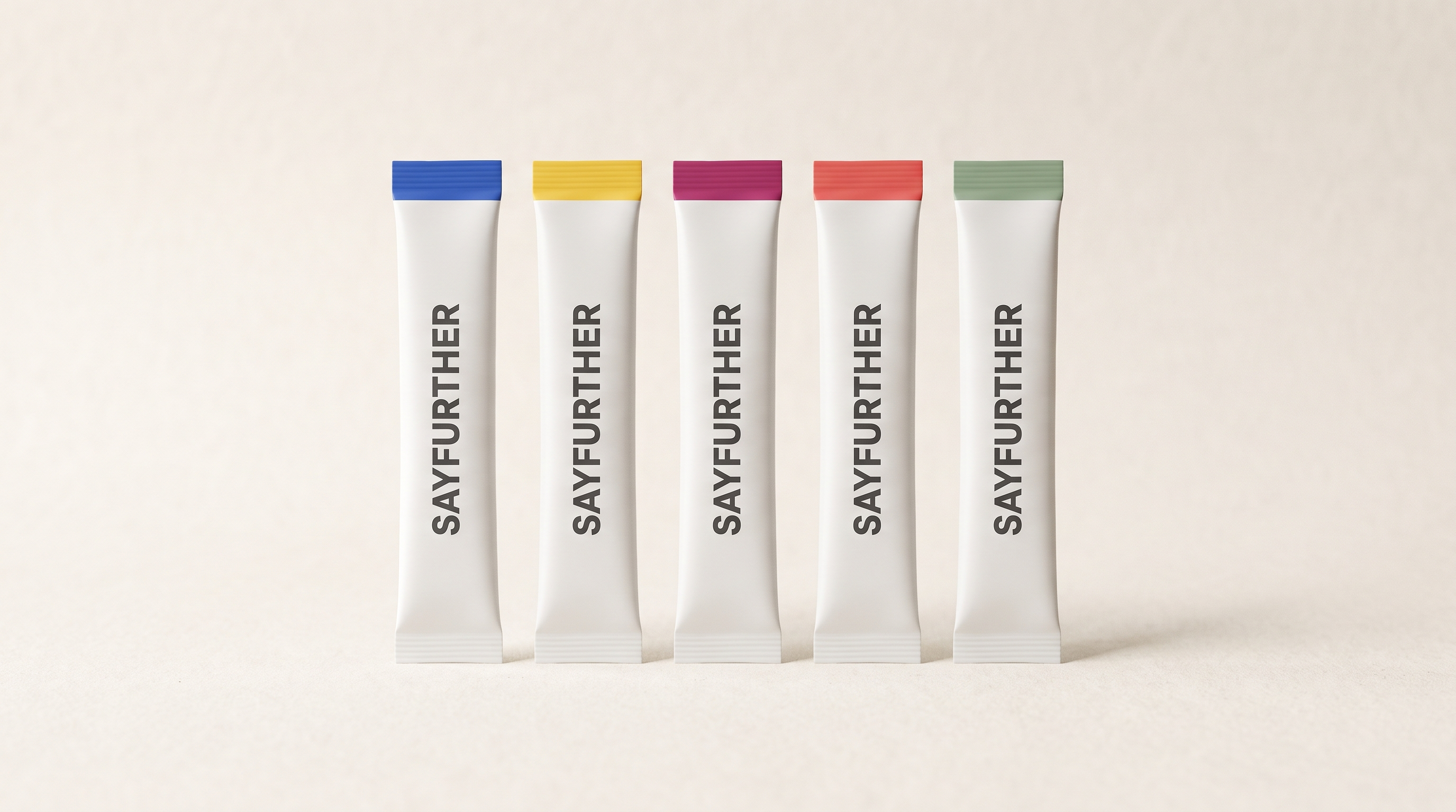 Five SAYFURTHER electrolyte sticks standing upright in a row