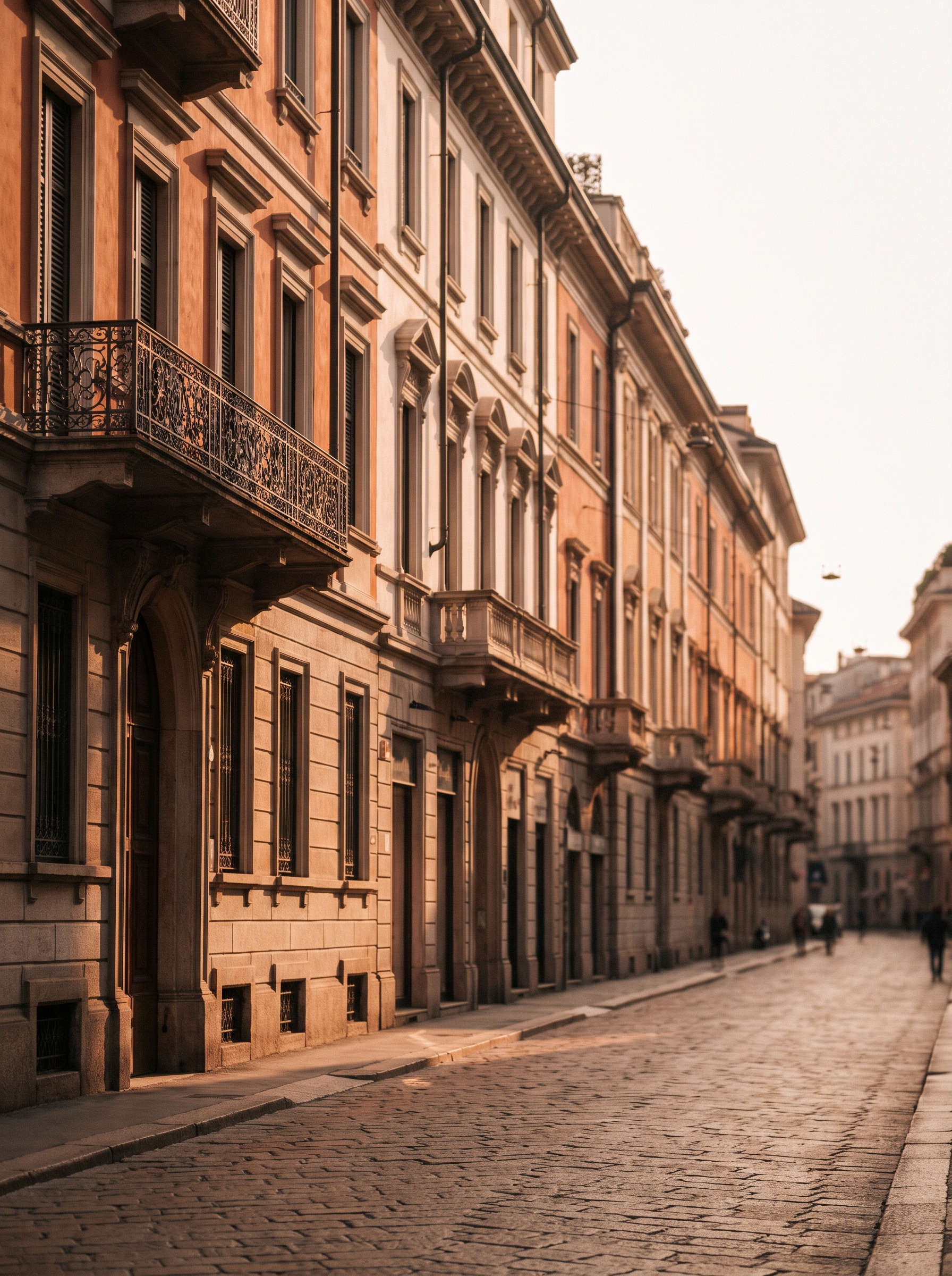 Strada storica di Milano al tramonto, la città da cui parte la storia di Himalayan Life
