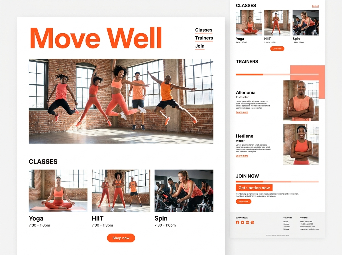 Stilbeispiel: energiegeladene Fitness und Wellness Website