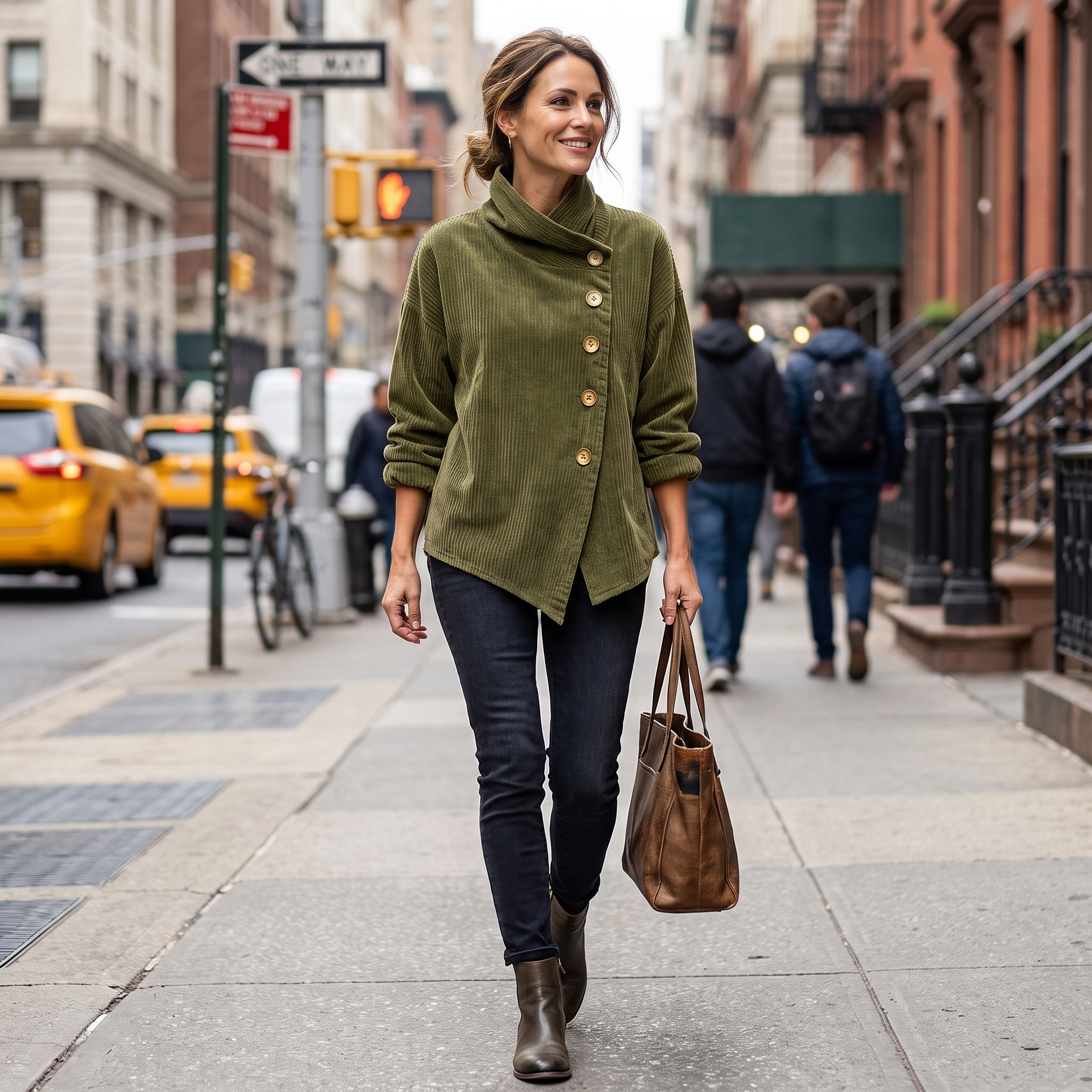 Josie Funnel Neck Corduroy Top