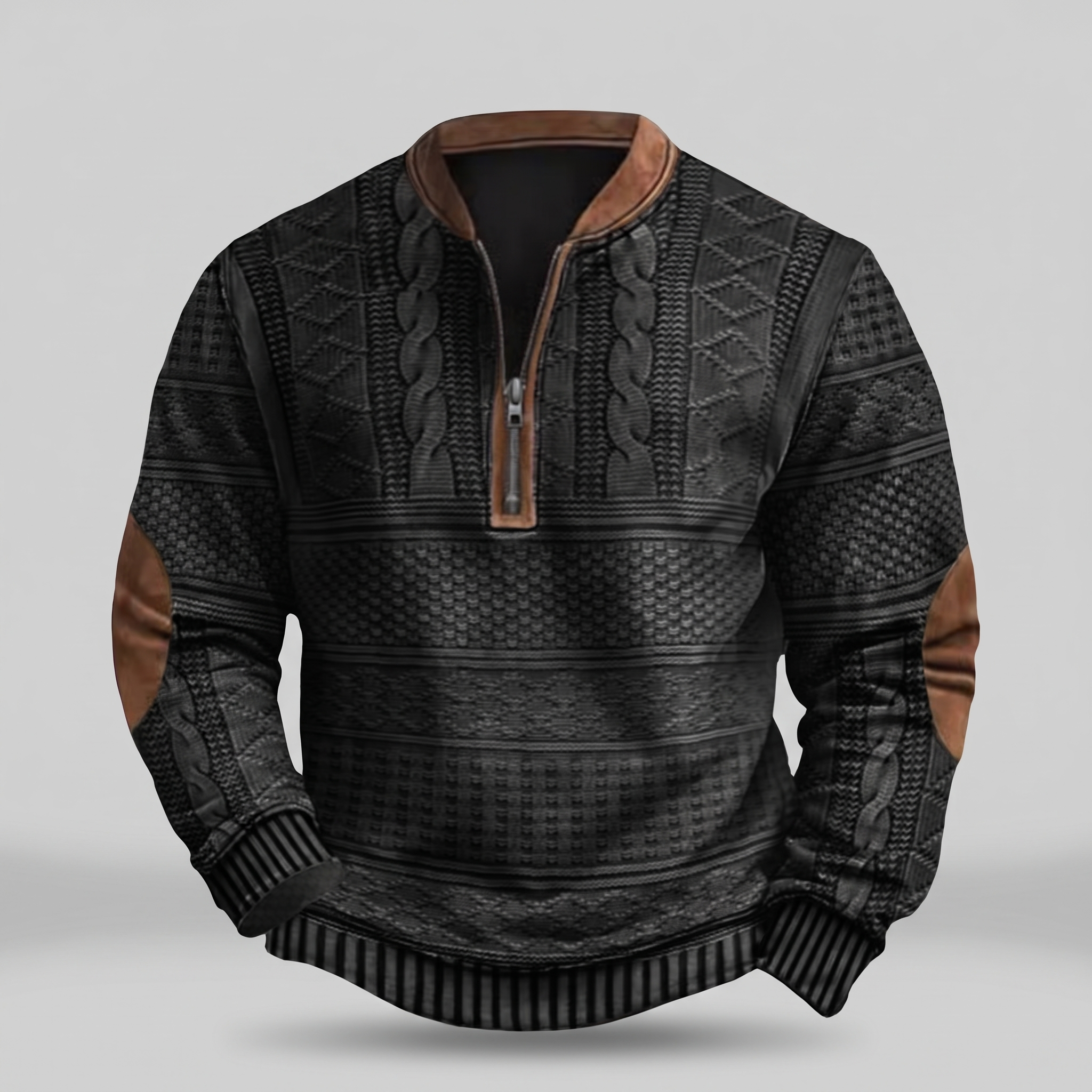 Dimitri Retro Zip-Up Sweater in black