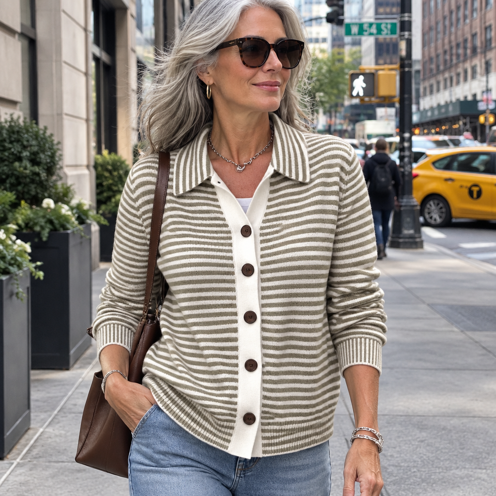 Nola Striped Button Cardigan