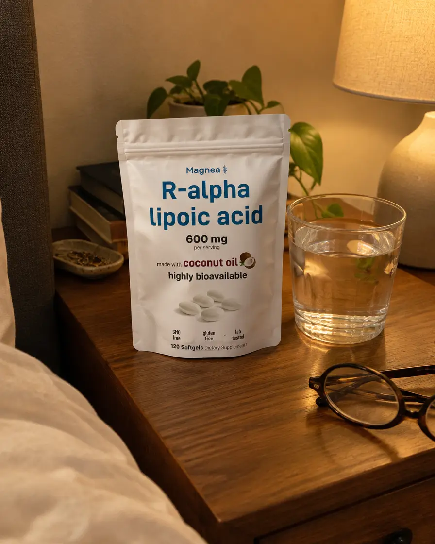 Magnea R-ALA on nightstand