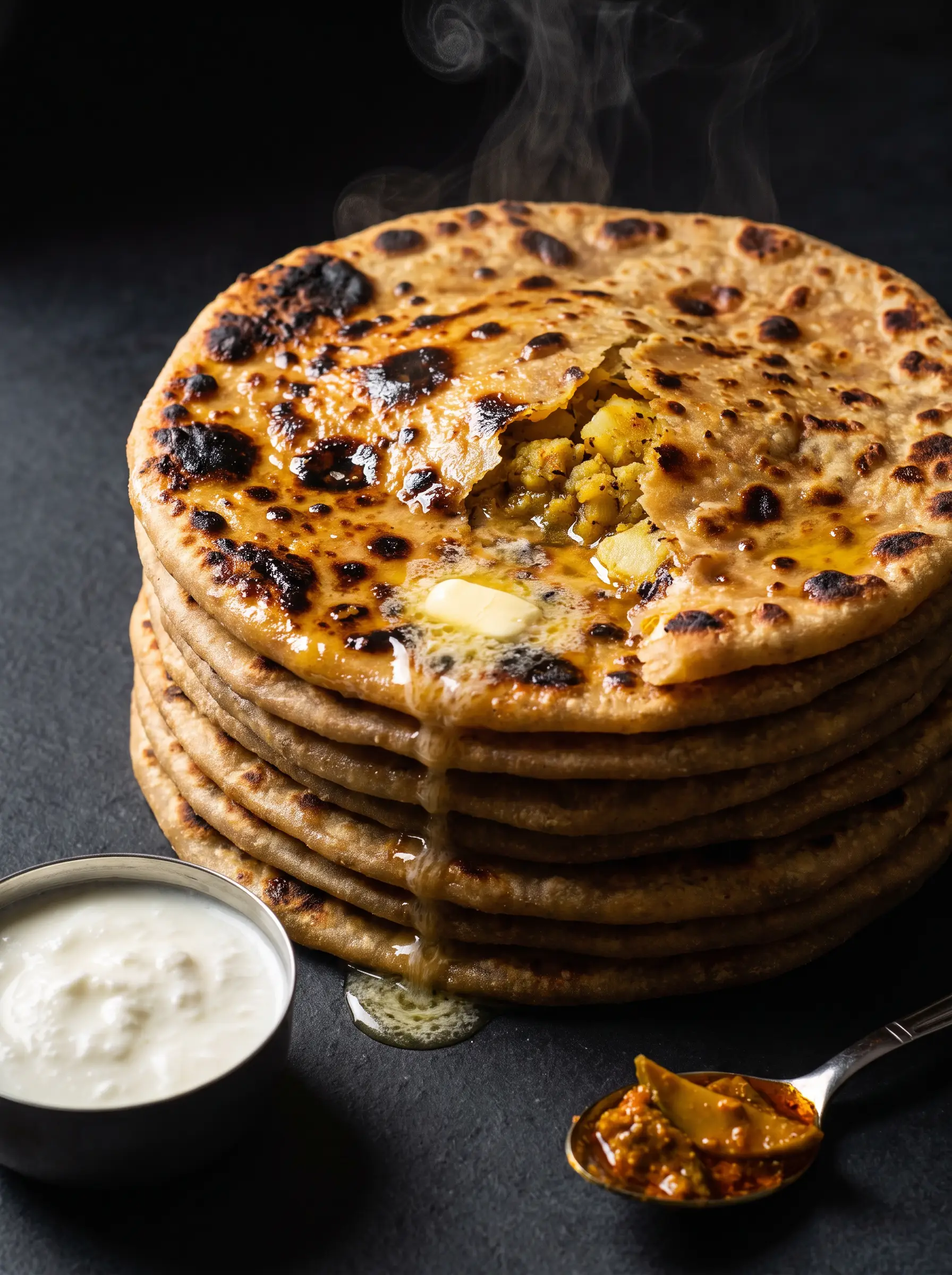 Stack of aloo paratha