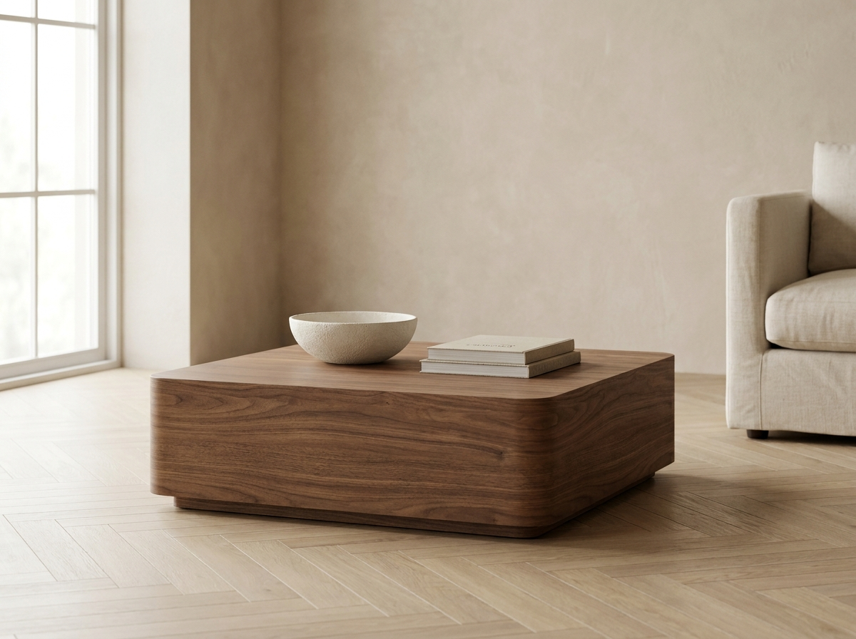 Japandi salontafel walnoot met ronde hoeken