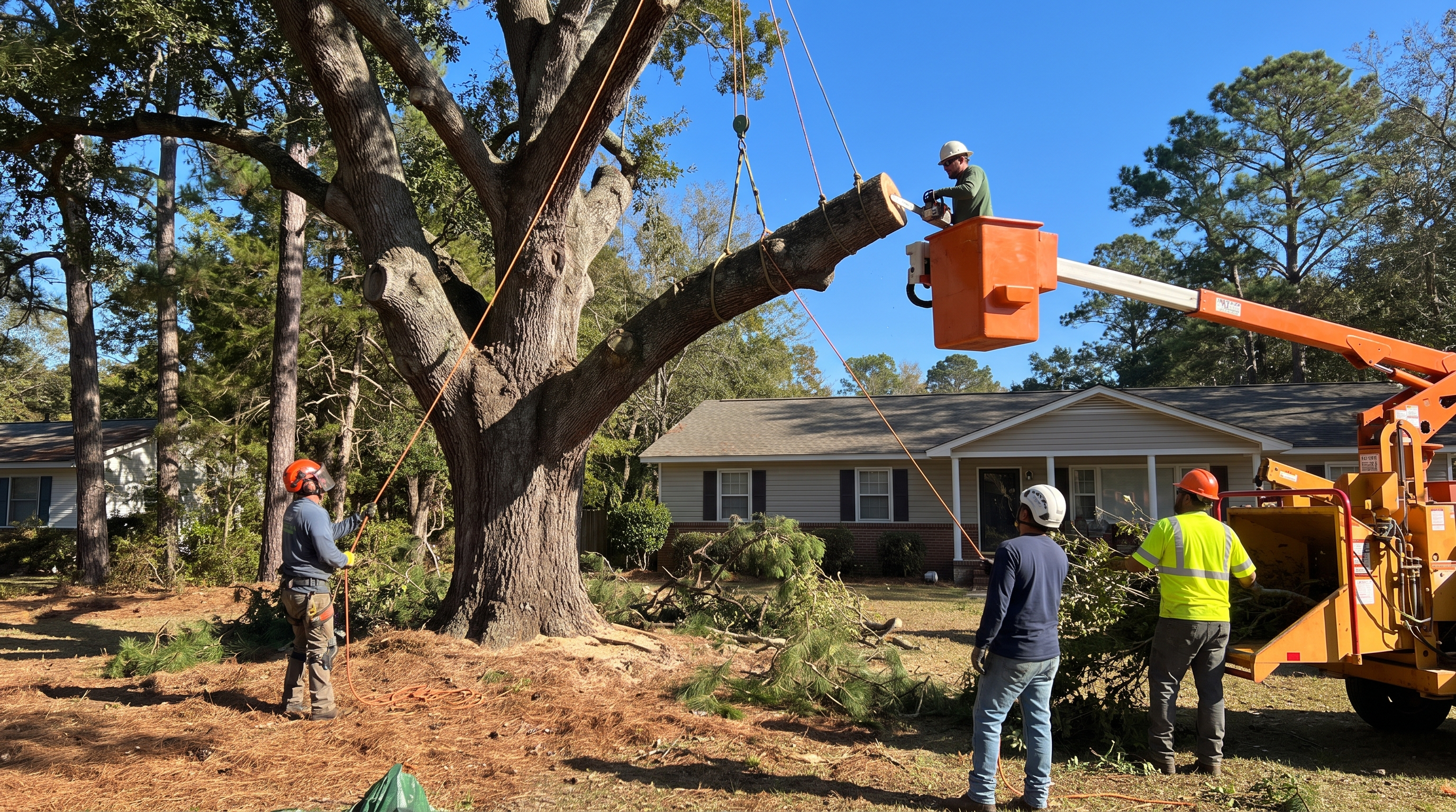 Professional tree removal crew in Wilmington, NC