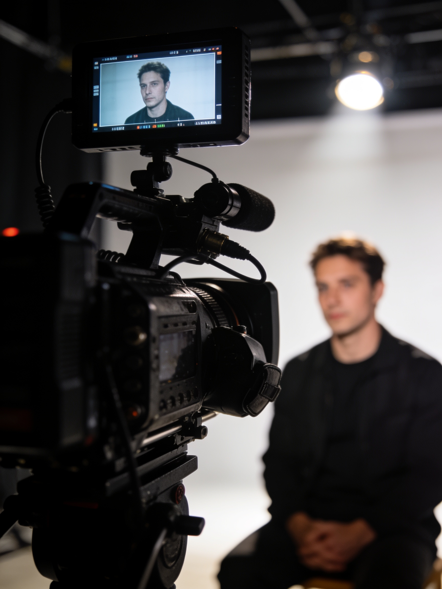 Cinema camera during a screen test on a film set