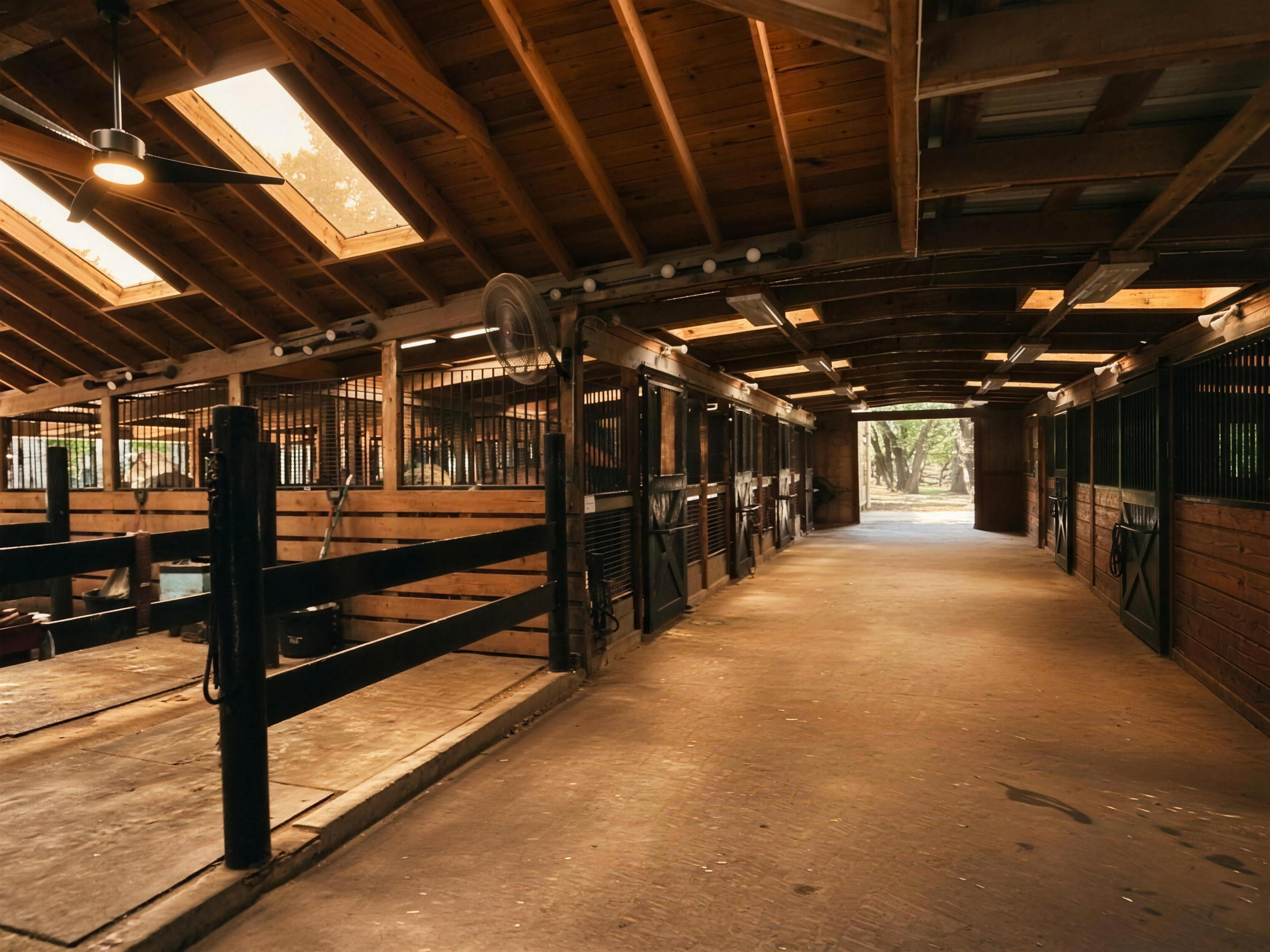 Main Barn aisle at Switch Willo Stables
