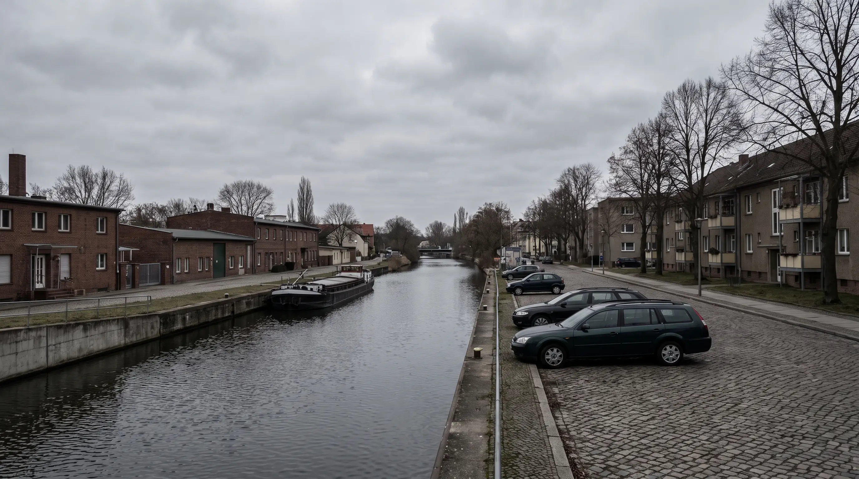 Stadtmotiv Teltow mit ruhiger Kanal- und Stadtatmosphäre