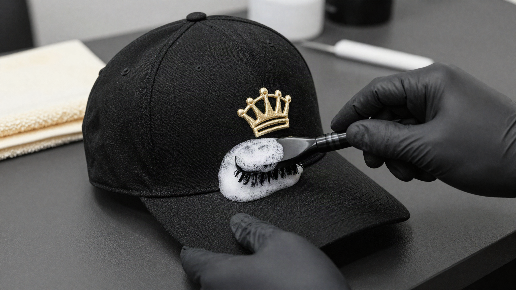 Concept visual showing professional cap cleaning
