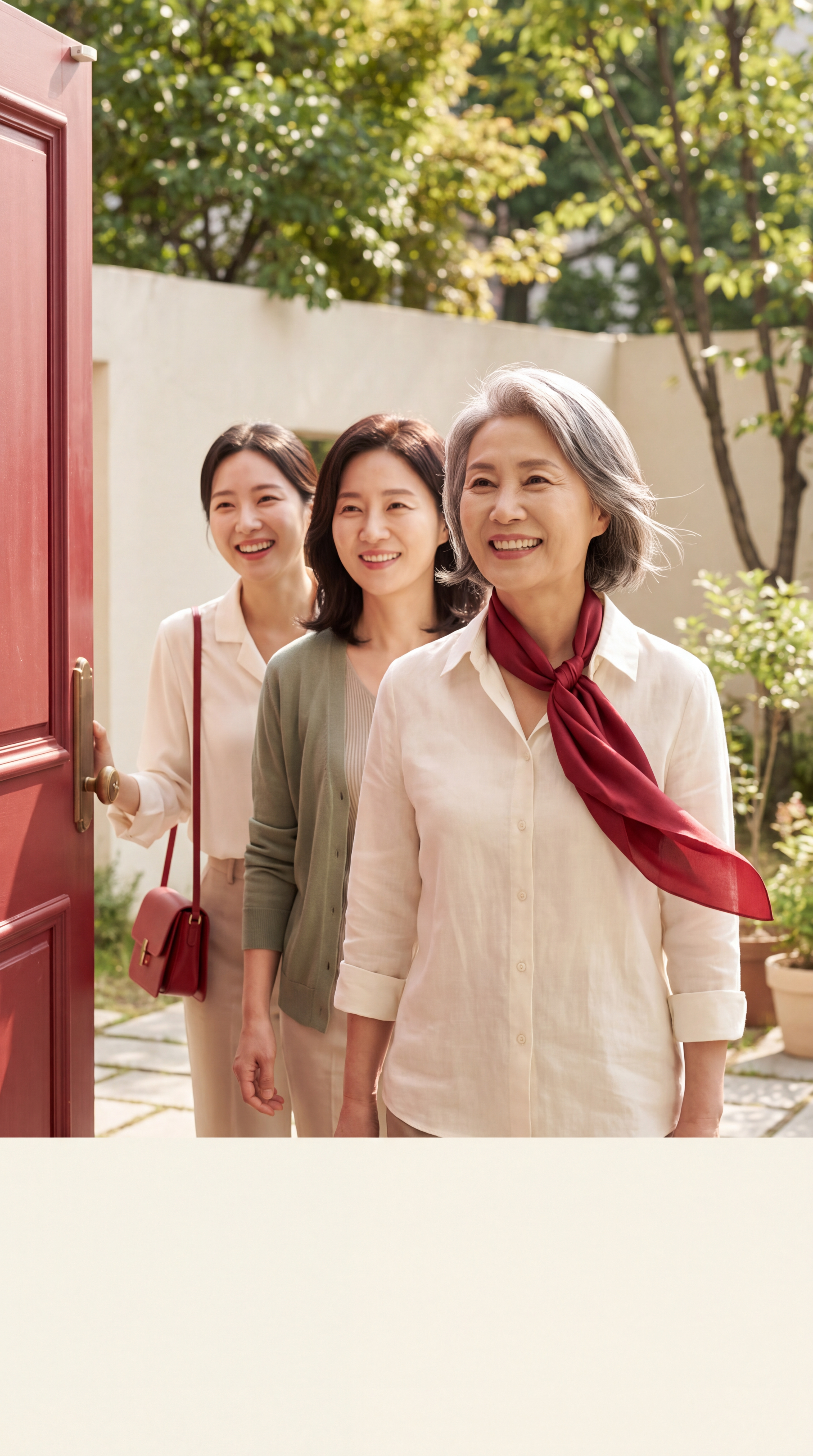 Women enjoying everyday life with a touch of red