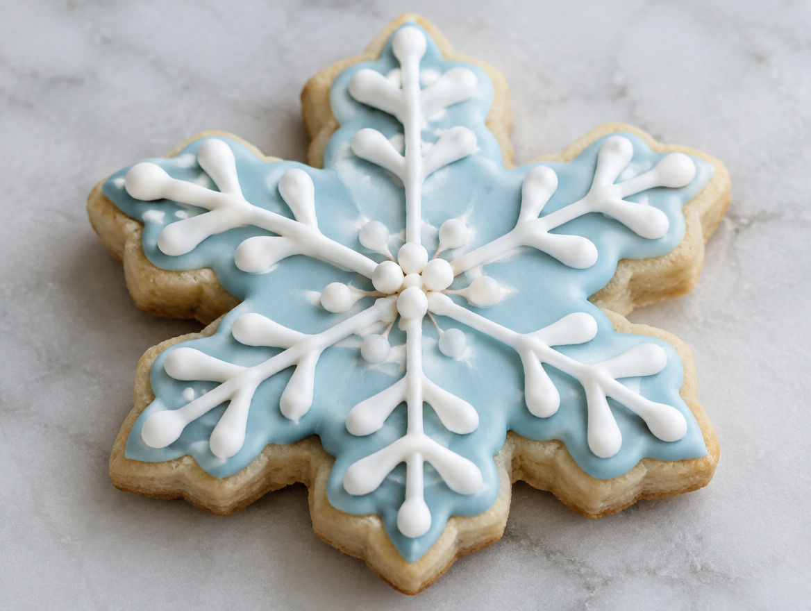 Close-up of an iced sugar cookie edge