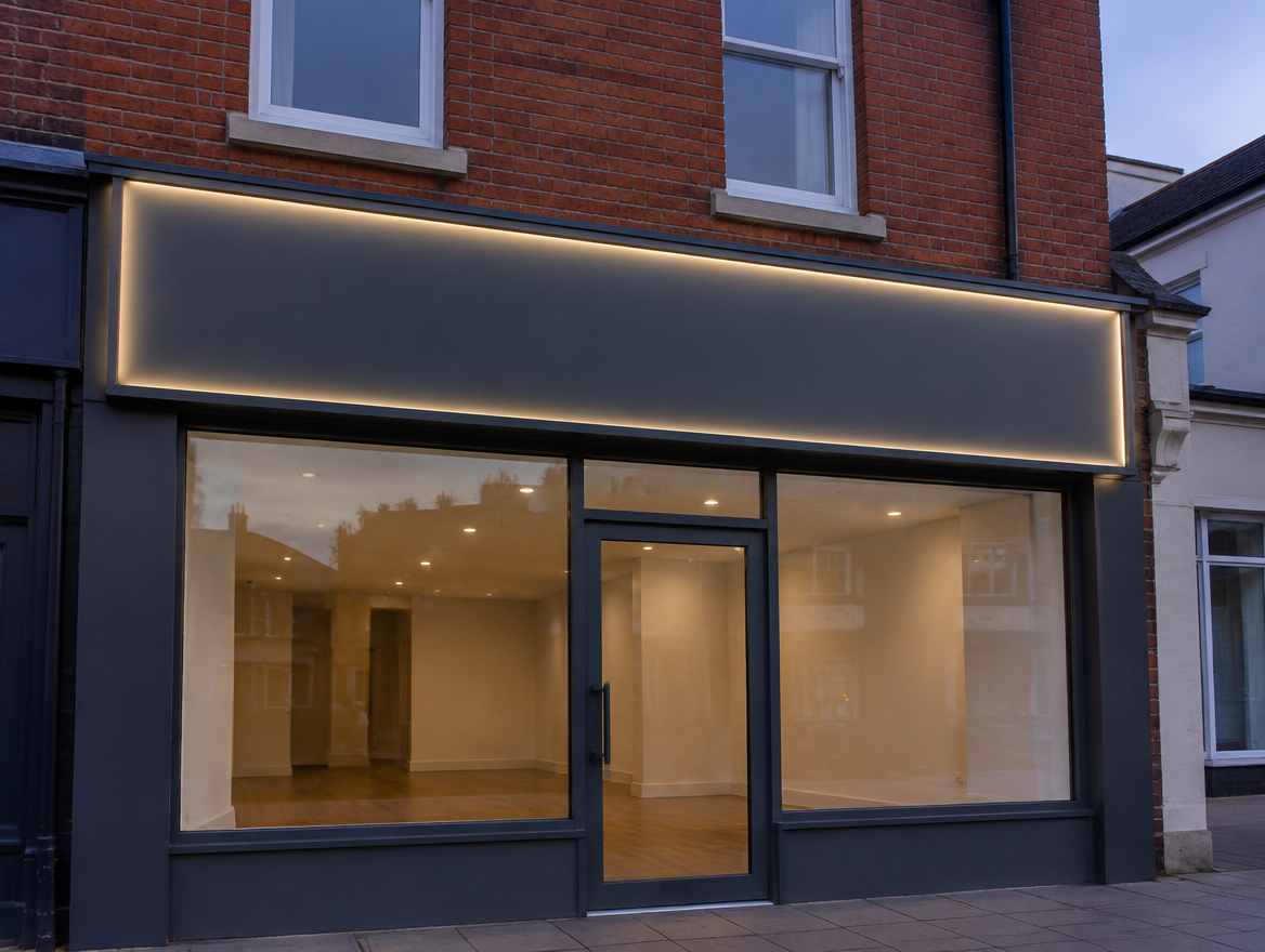 Blank fascia sign tray (illustrative image)