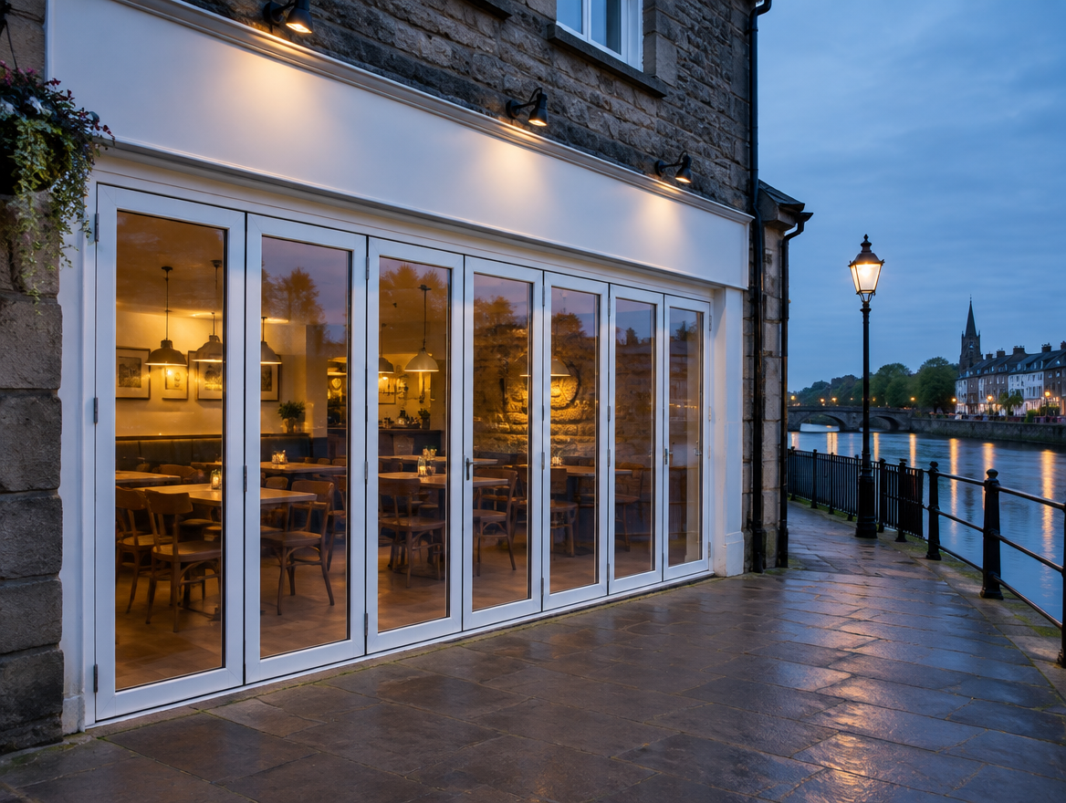 Bi-folding shopfront doors (illustrative image)