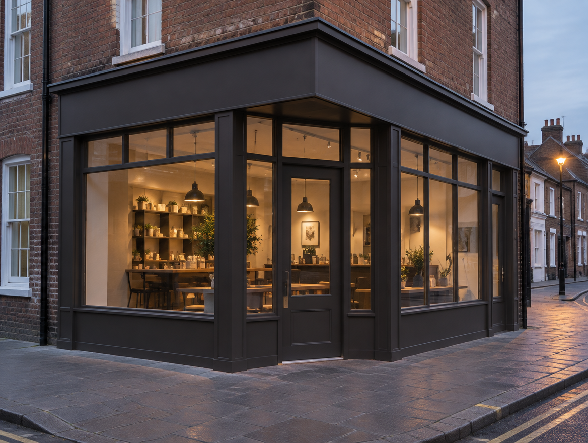 Steel-framed shopfront (illustrative image)
