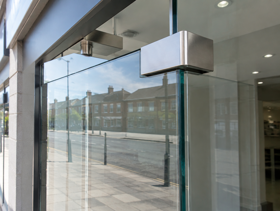 Toughened glass shopfront (illustrative image)