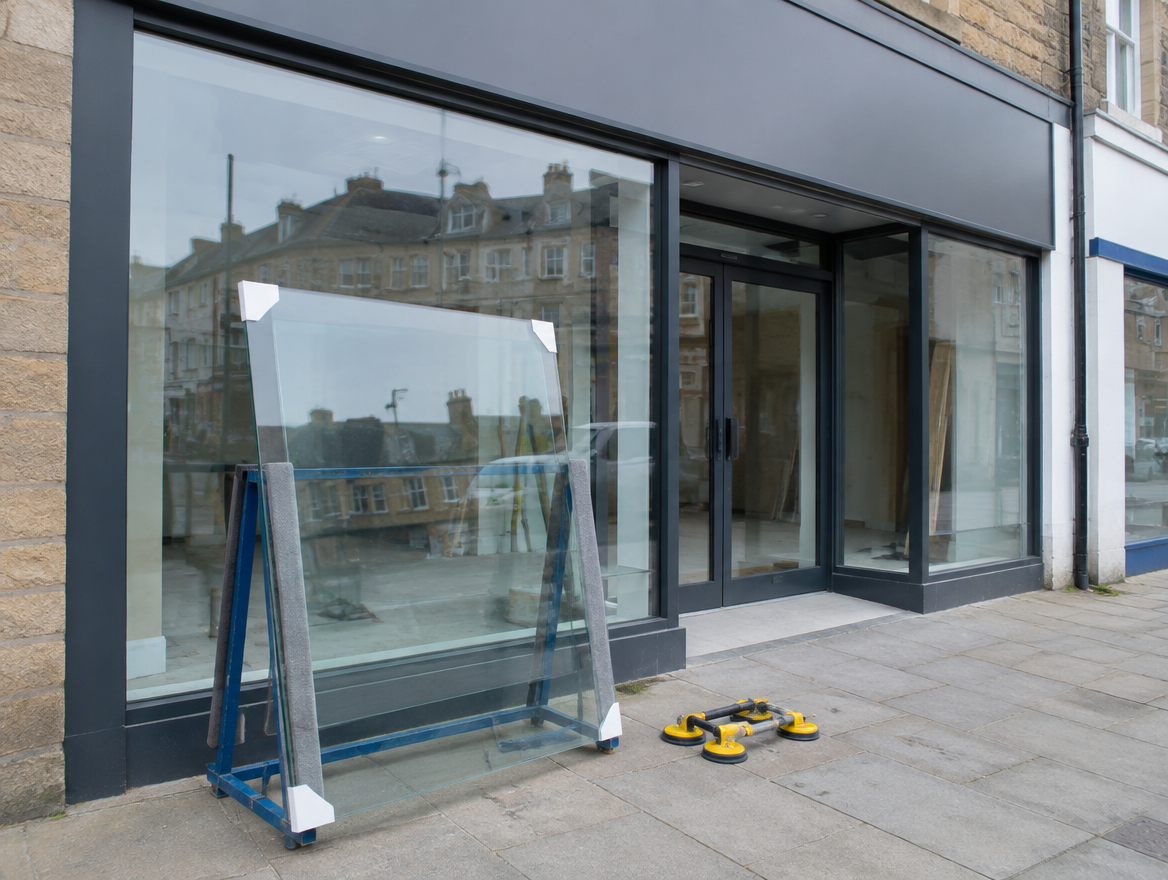 Shopfront glass replacement (illustrative image)