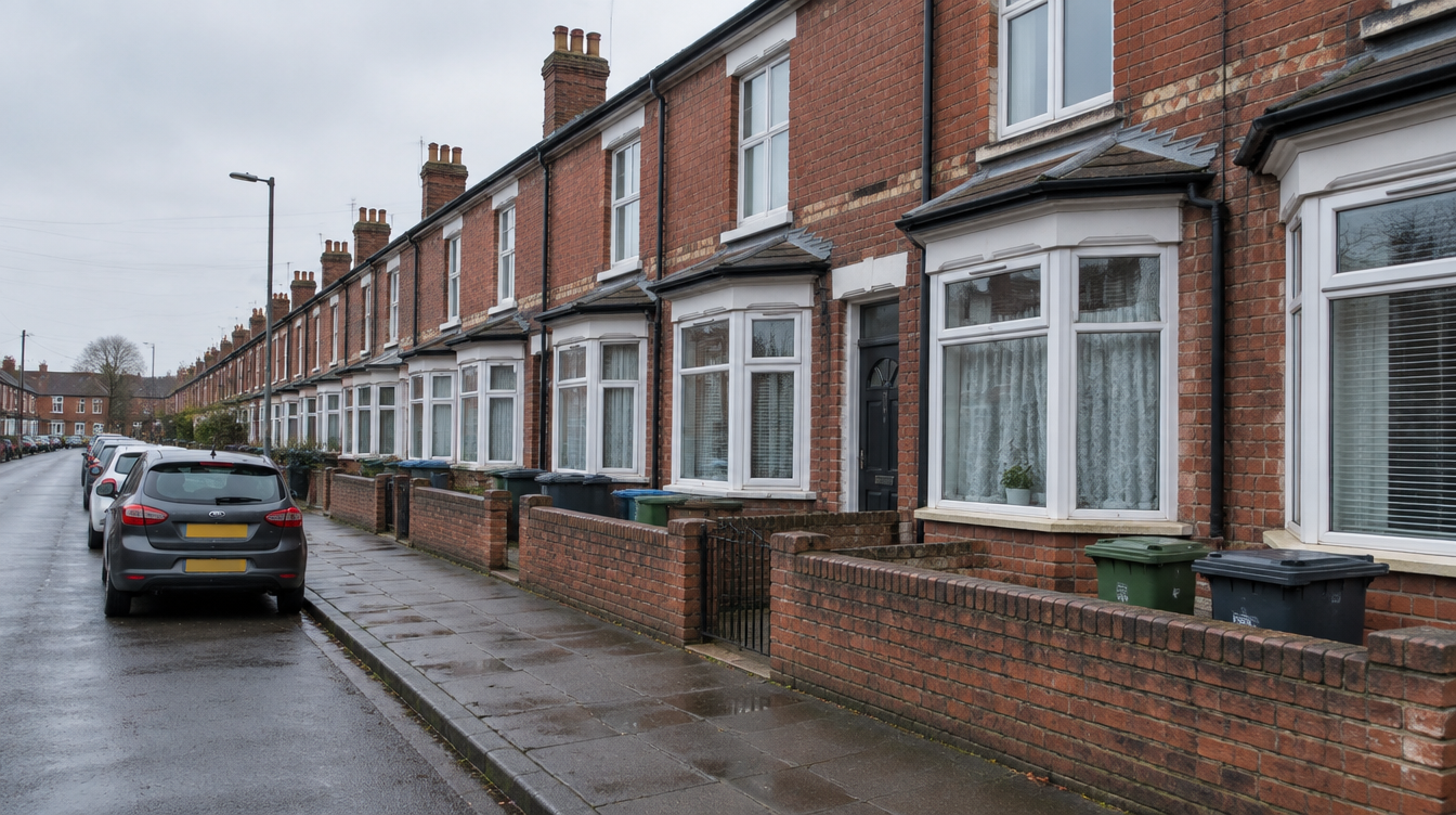 Victorian red-brick terraced houses on a quiet Birmingham street